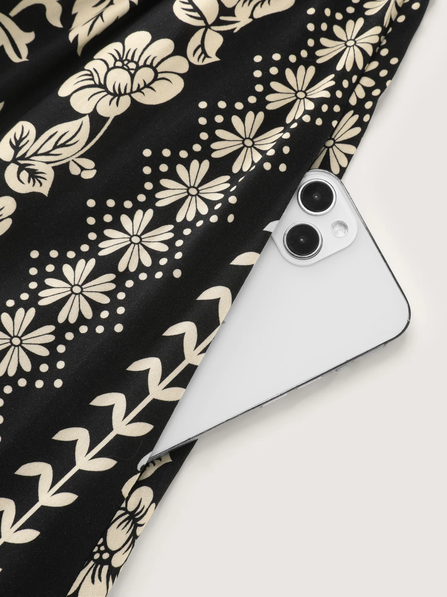 Monochrome Boho Print Pockets Midi Dress - Image 6