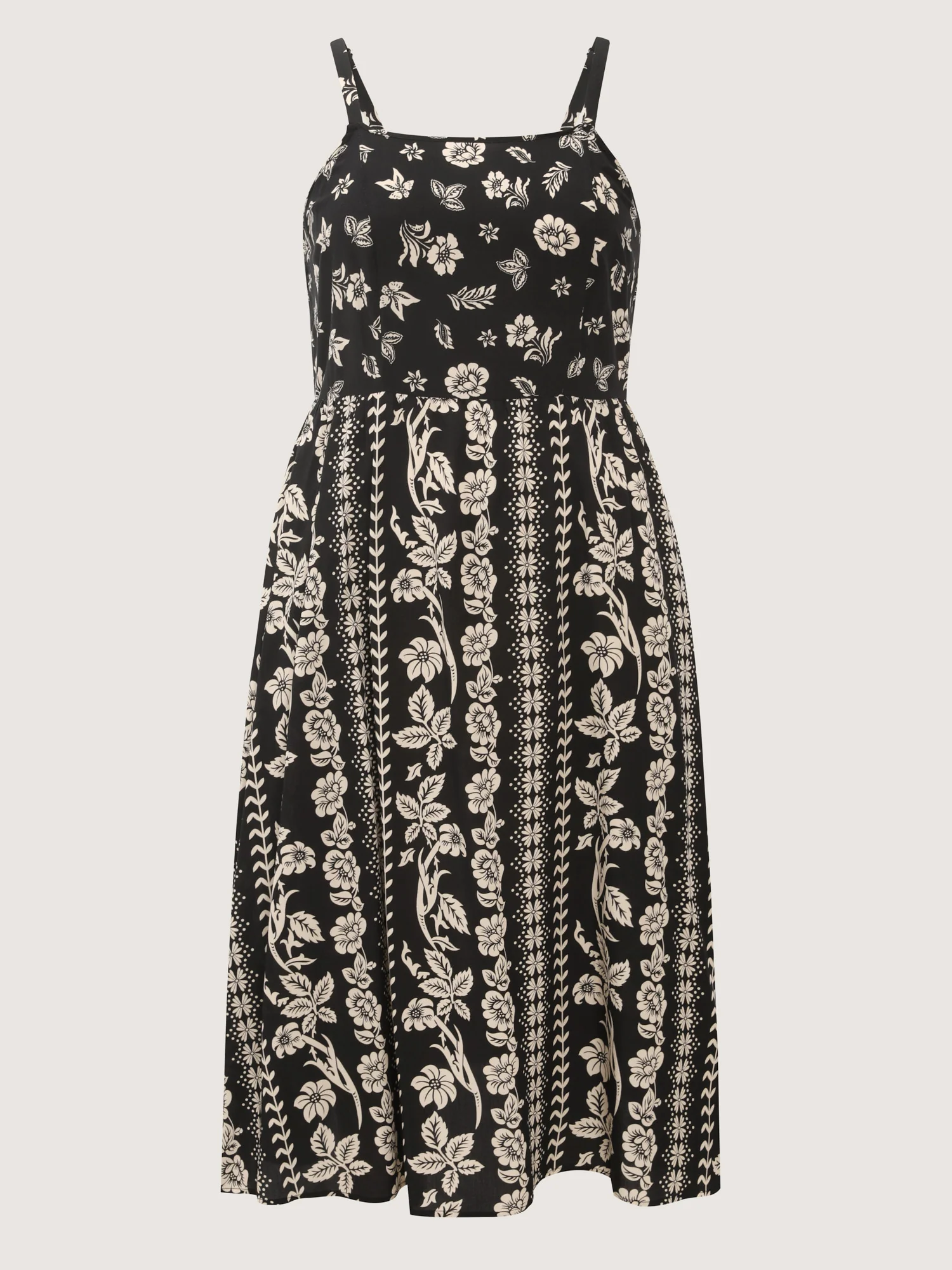 Monochrome Boho Print Pockets Midi Dress - Image 7