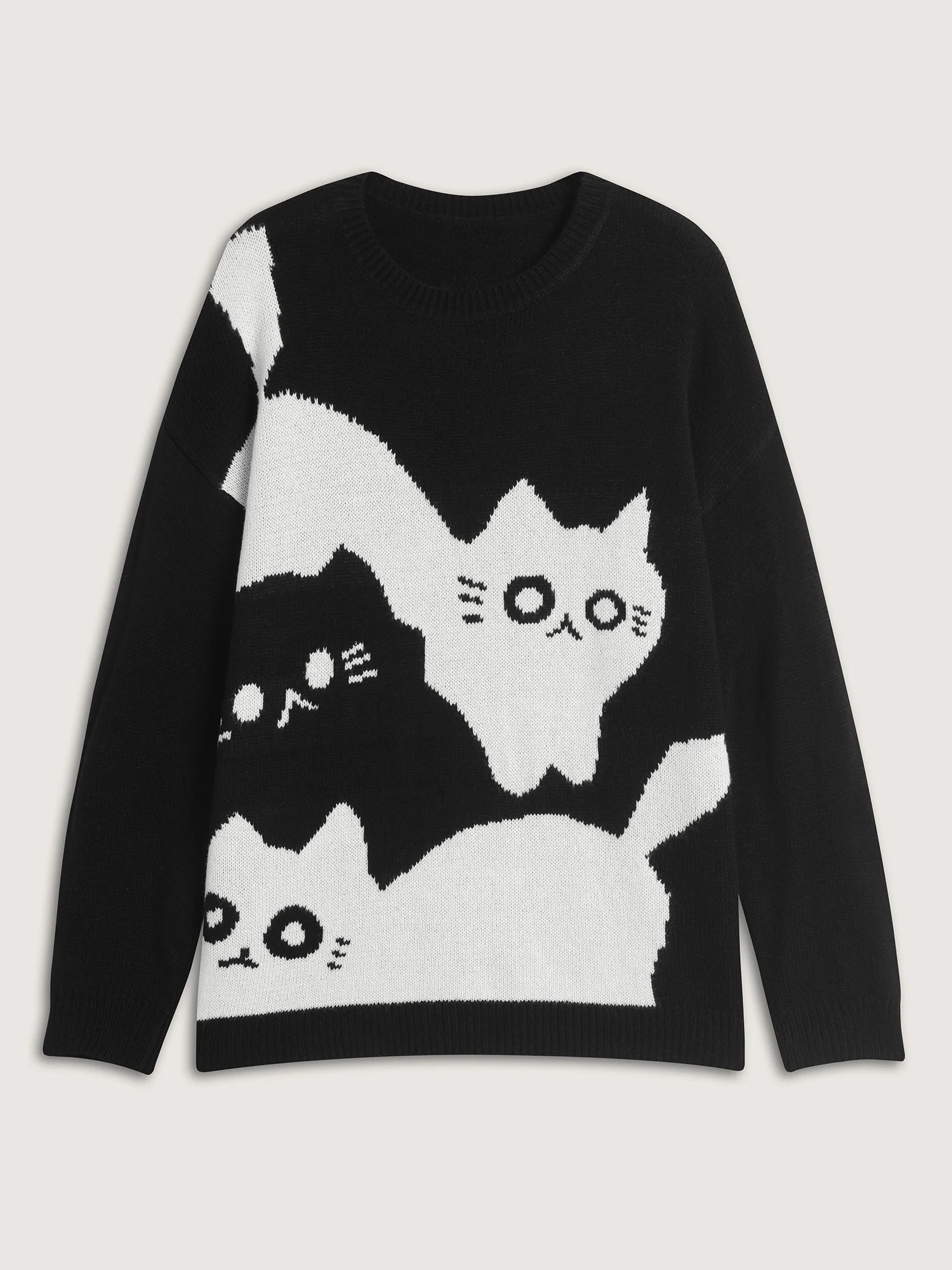 Monochrome Cats Crewneck Pullover - Image 7