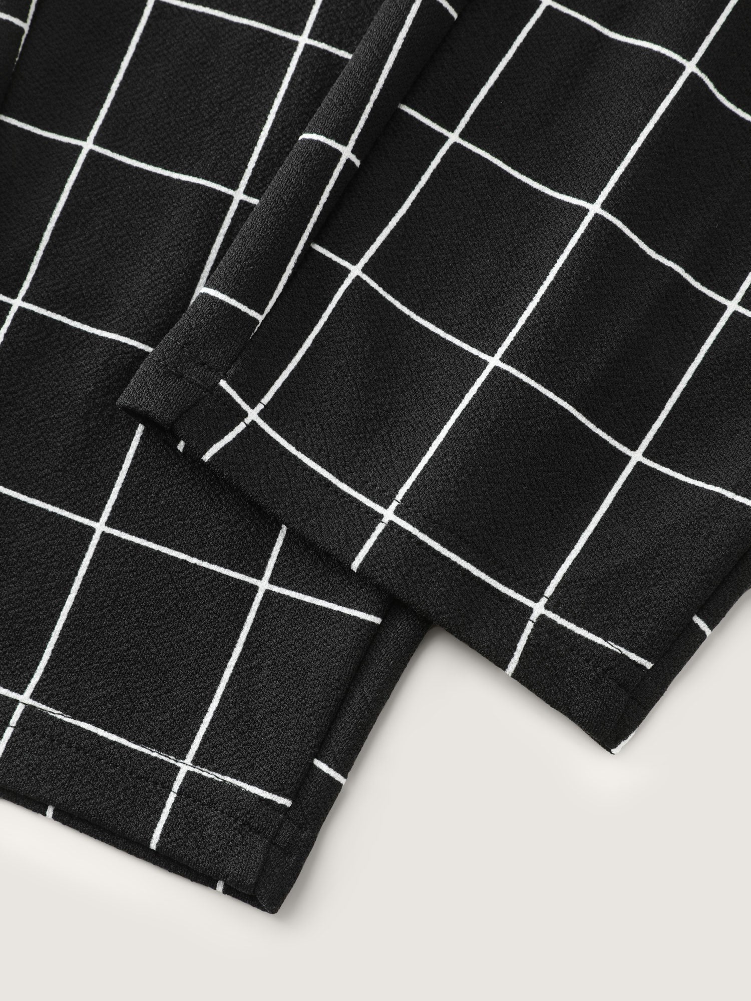 Monochrome Checkered Print Pull-On Pants - Image 7