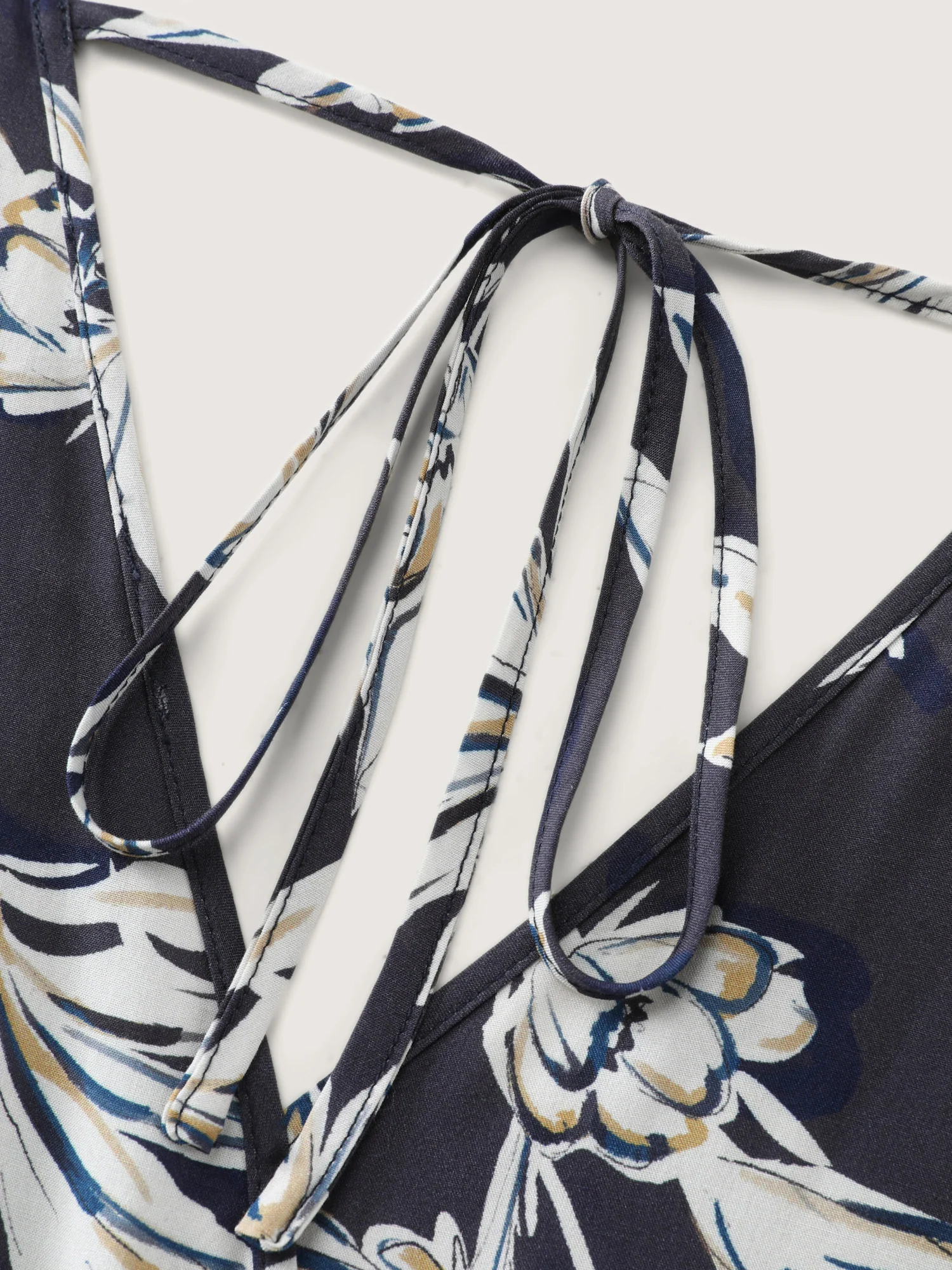 Monochrome Floral Belted Surplice Jumpsuit - Image 6
