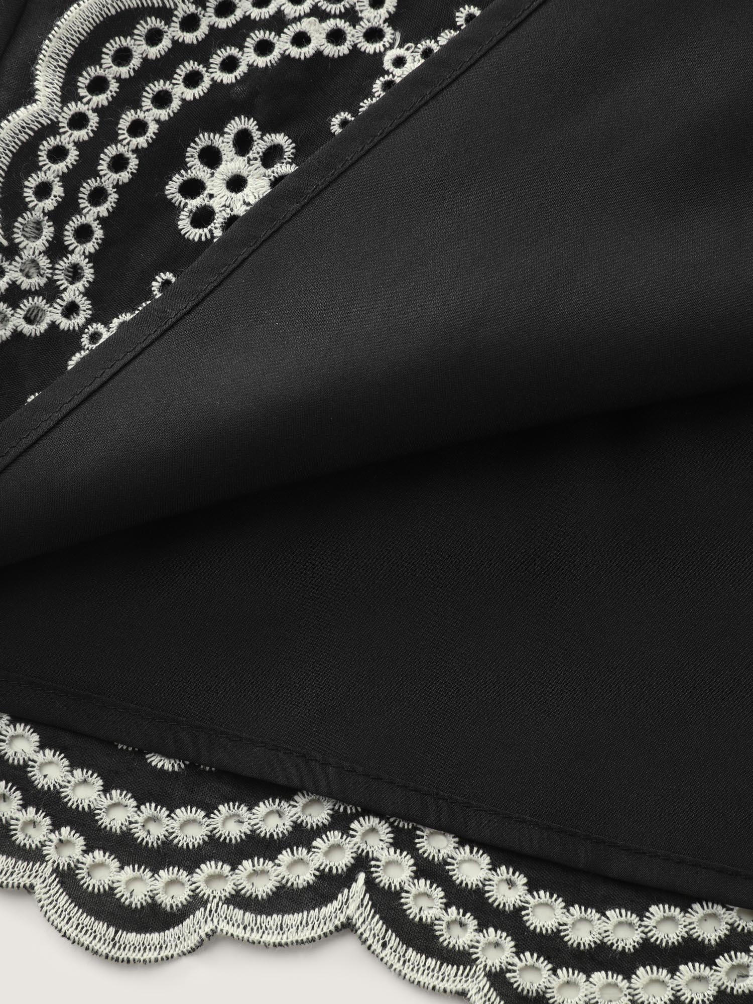 Cotton Monochrome Floral Embroidered Tank Top - Image 5
