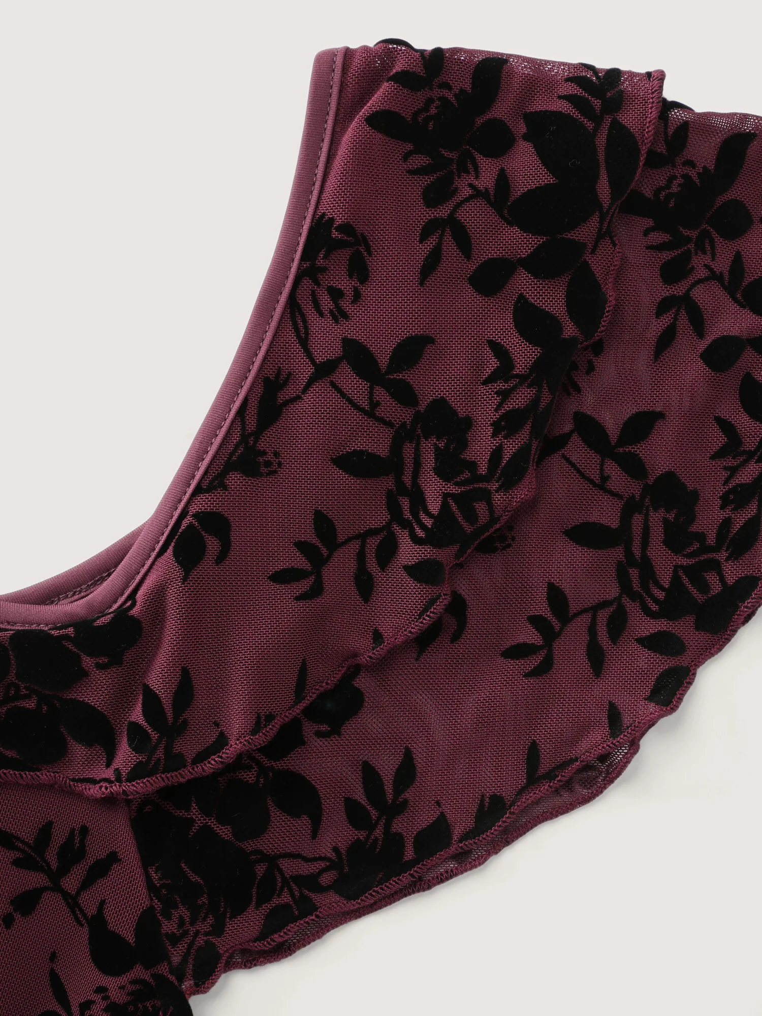 Floral Flocked Mesh Ruched Drawstring Midi Dress - Image 5