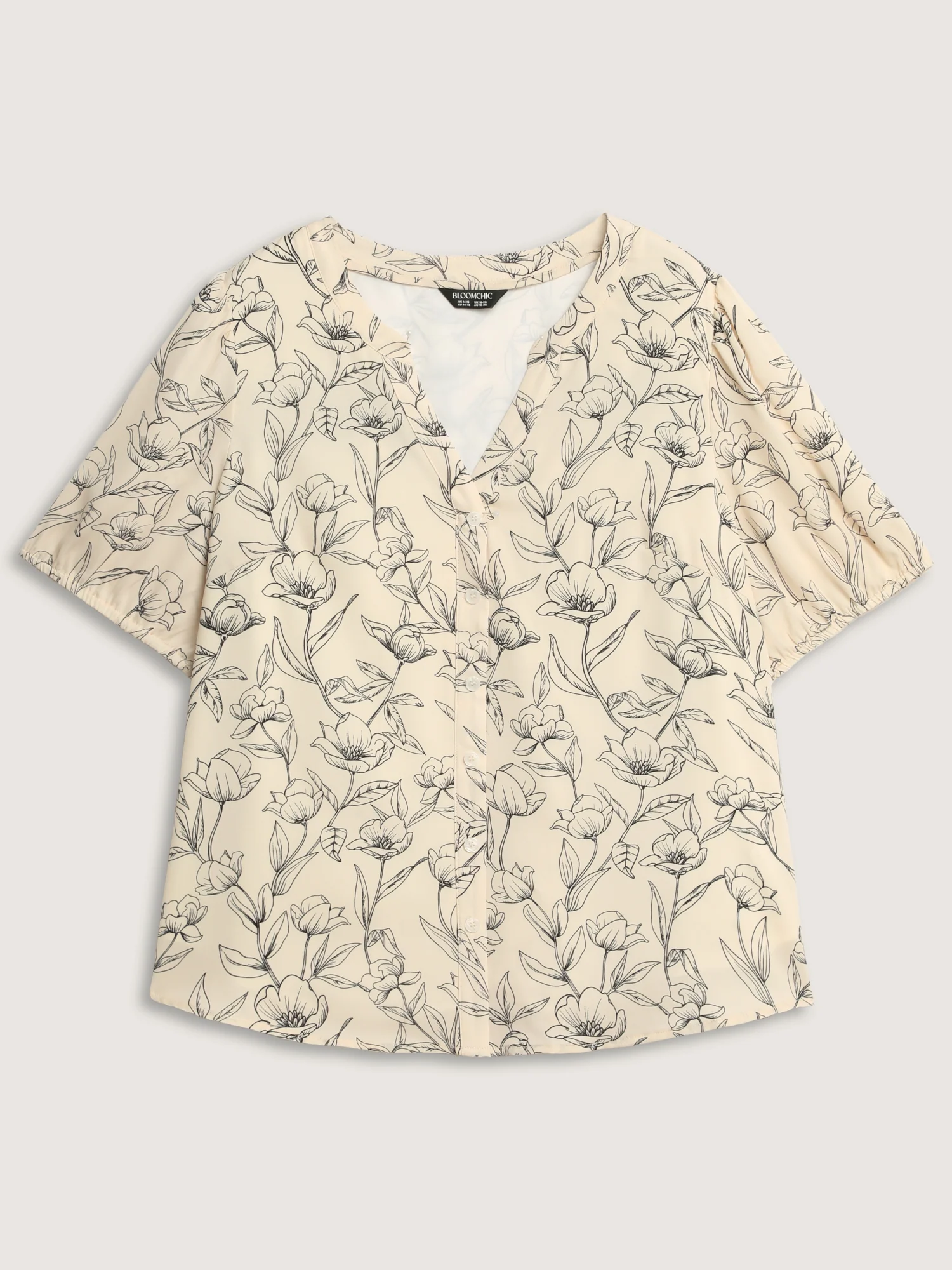 Monochrome Floral Print Button-Down Blouse - Image 7