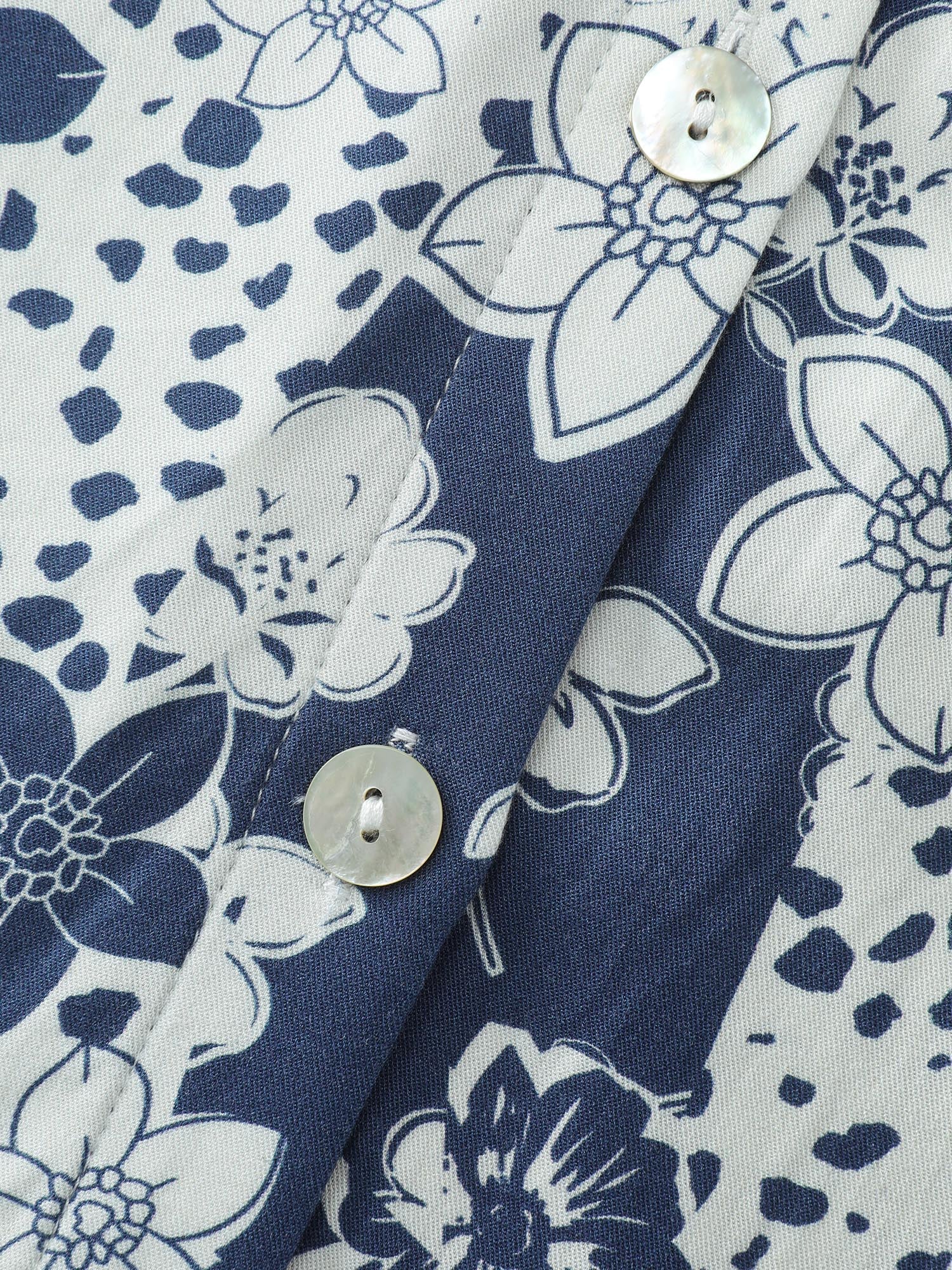 Monochrome Floral Print Ruffled Button-Down Shirt - Image 6