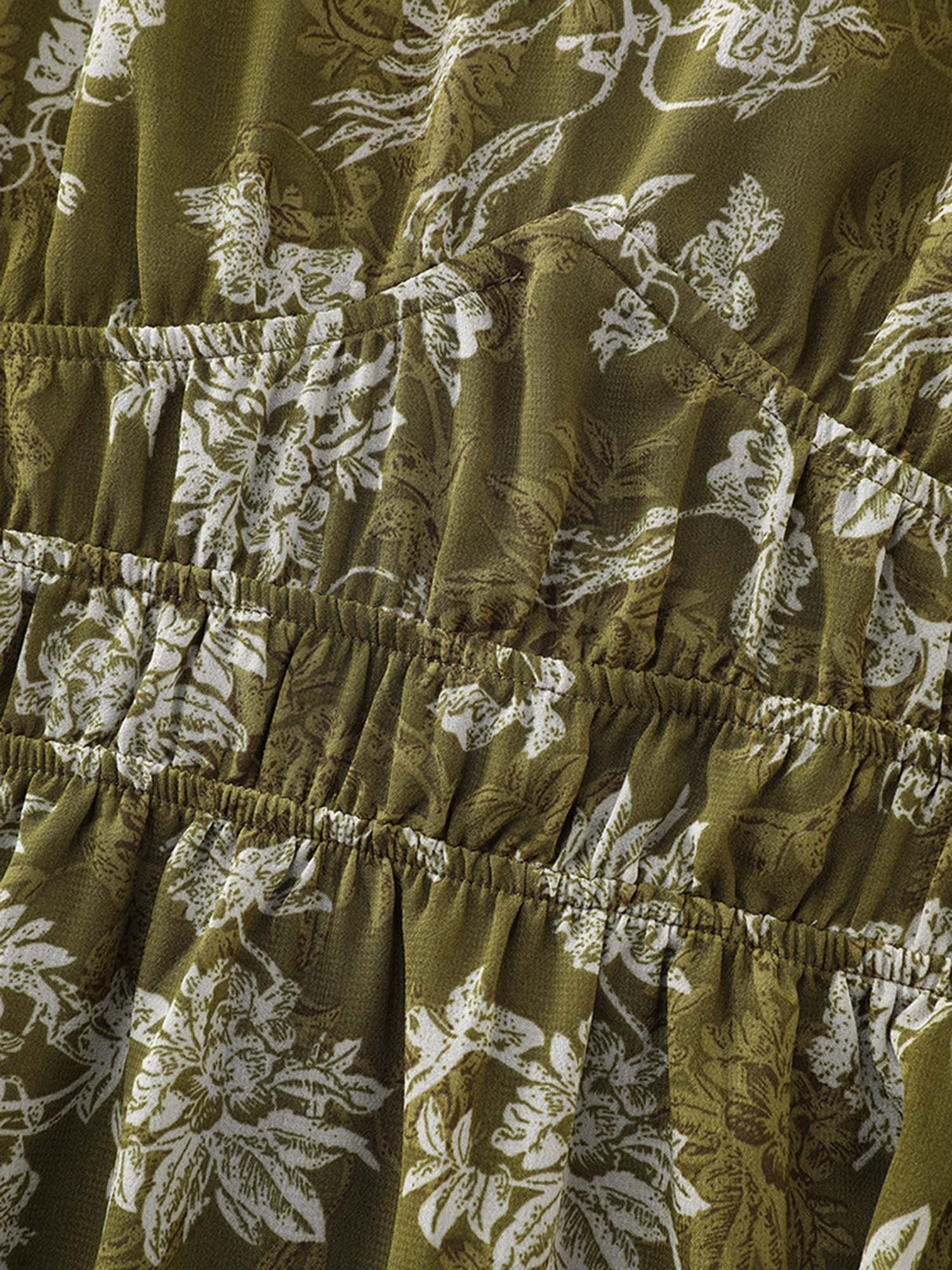 Monochrome Floral Print Shirred Waist Blouse - Image 6