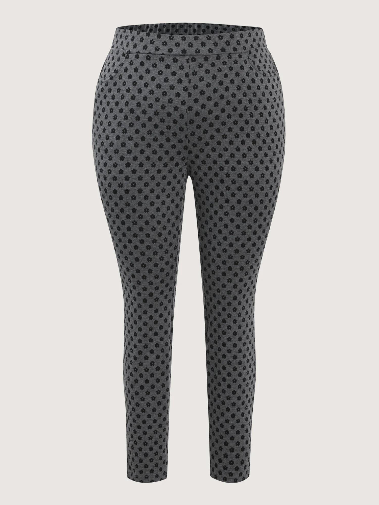 Monochrome Floral Print Stretchy Pants - Image 7