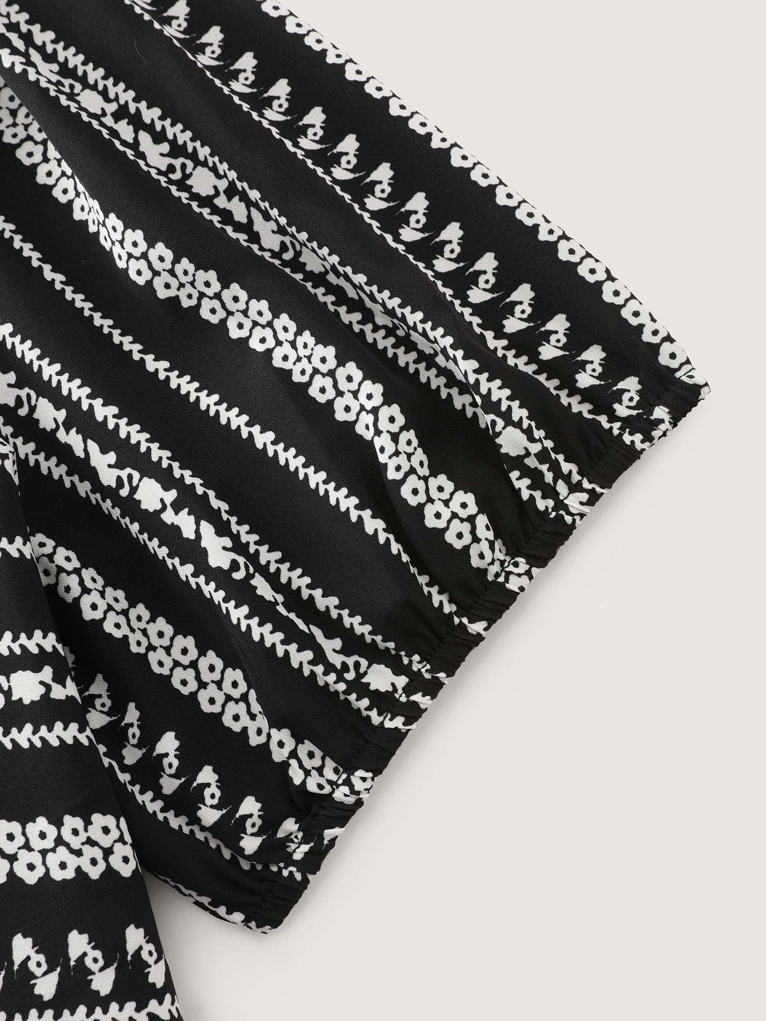 Monochrome Floral Stripe Babydoll Blouse - Image 6