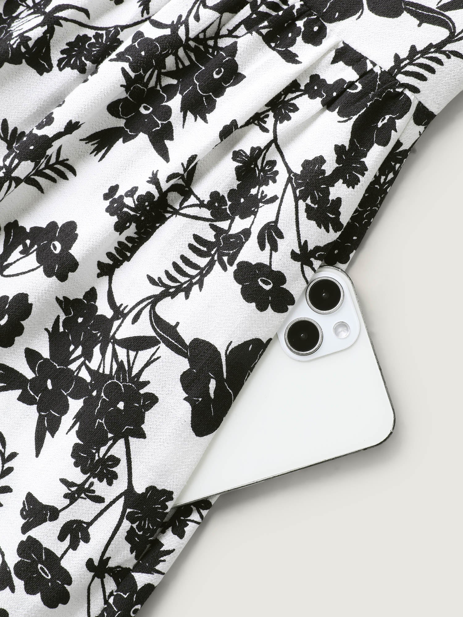 Monochrome Florals Shirred Backless Midi Dress - Image 6