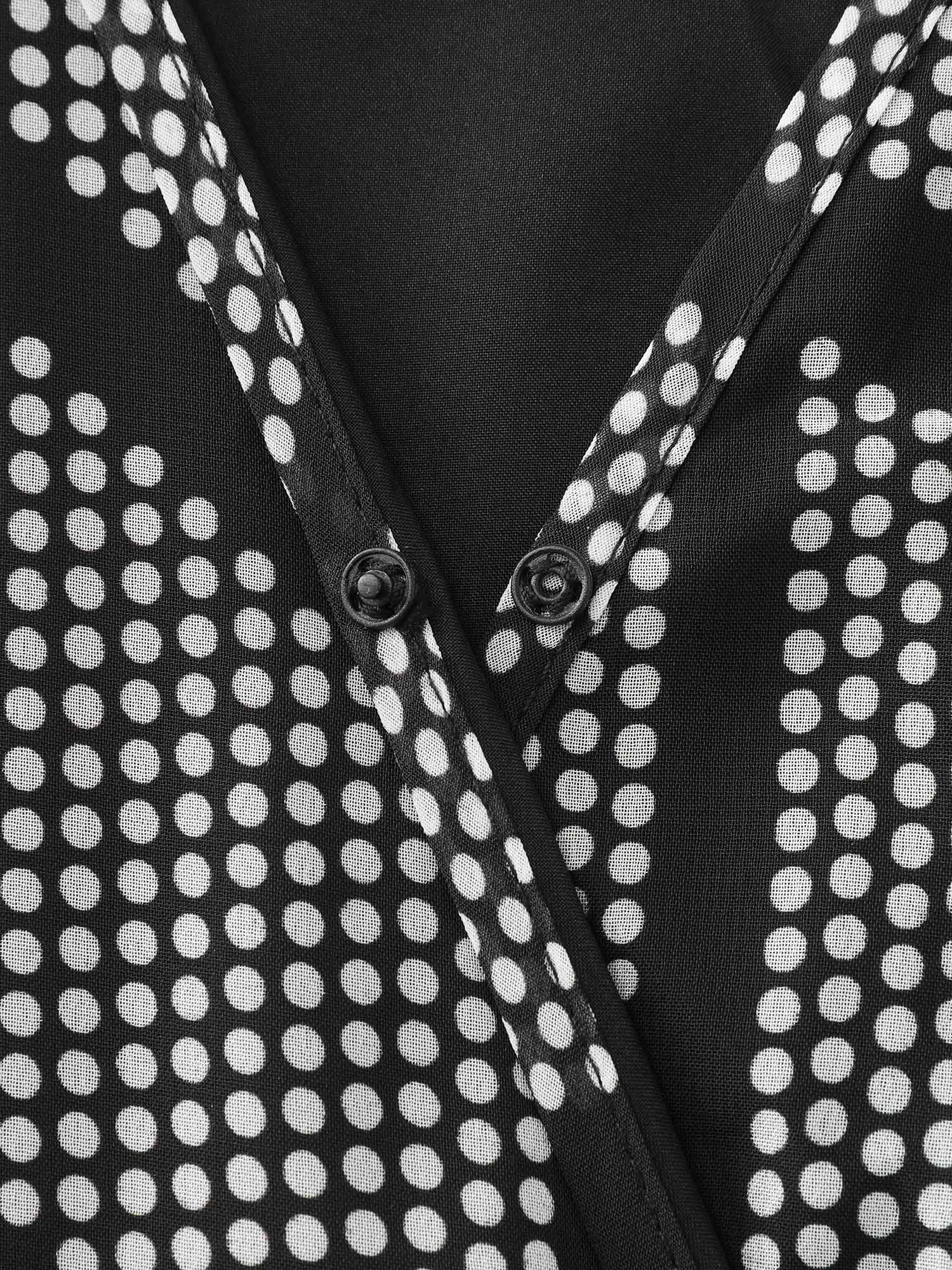 Monochrome Geometric Pattern Surplice Midi Dress - Image 5