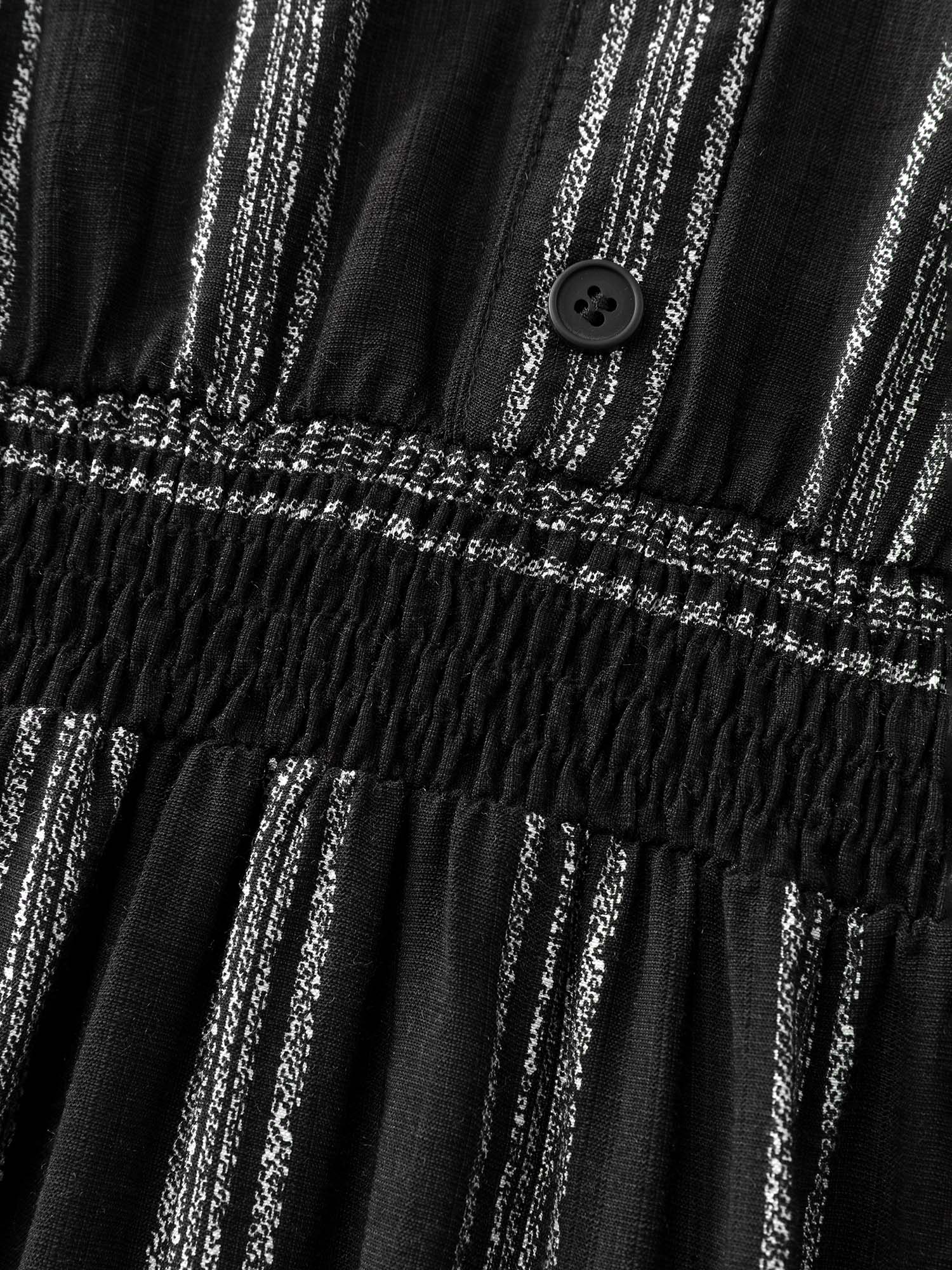 Monochrome Stripe Button Detail Midi Dress - Image 6