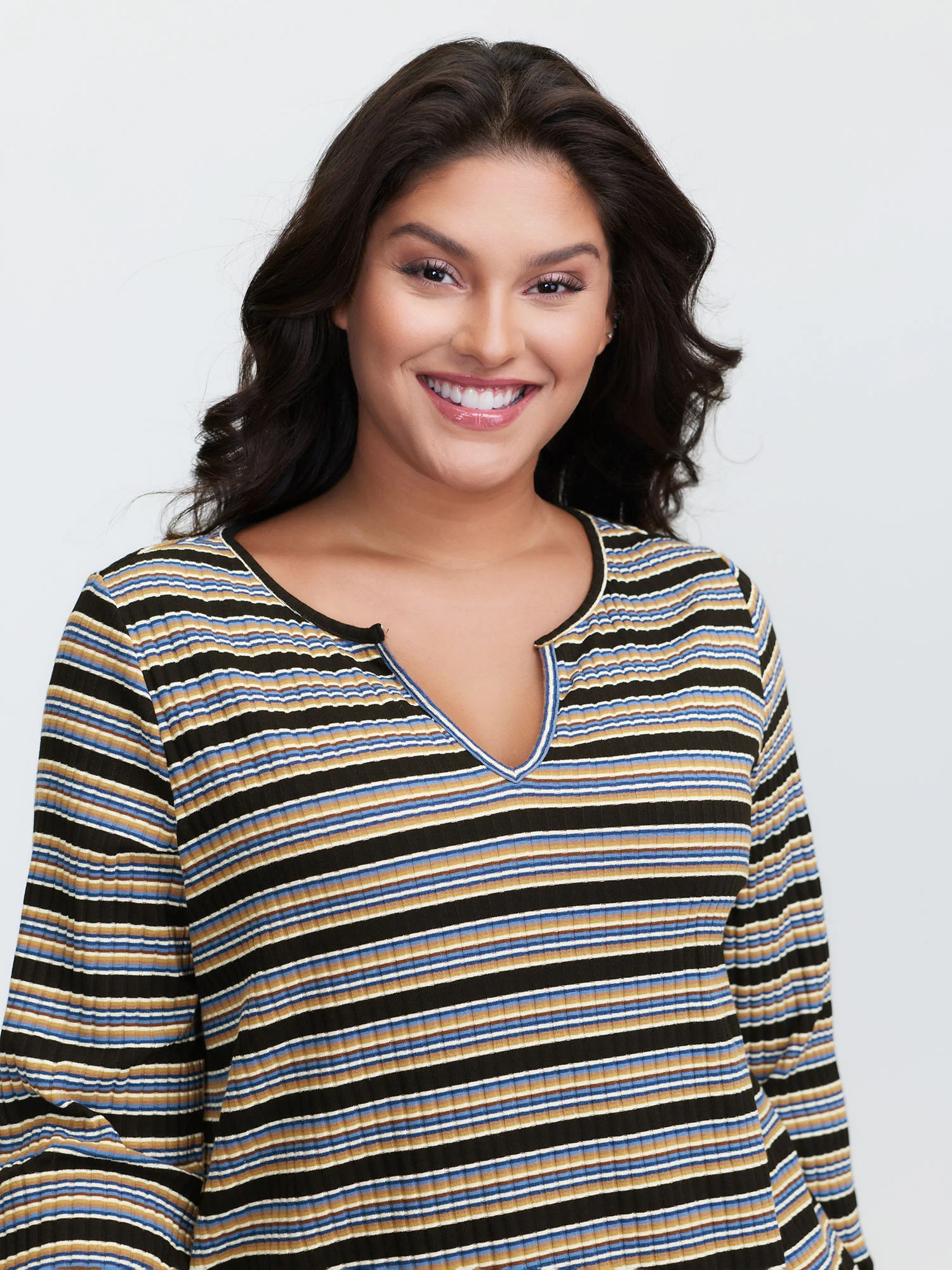 Monochrome Stripe Embroidery T-Shirt - Image 2