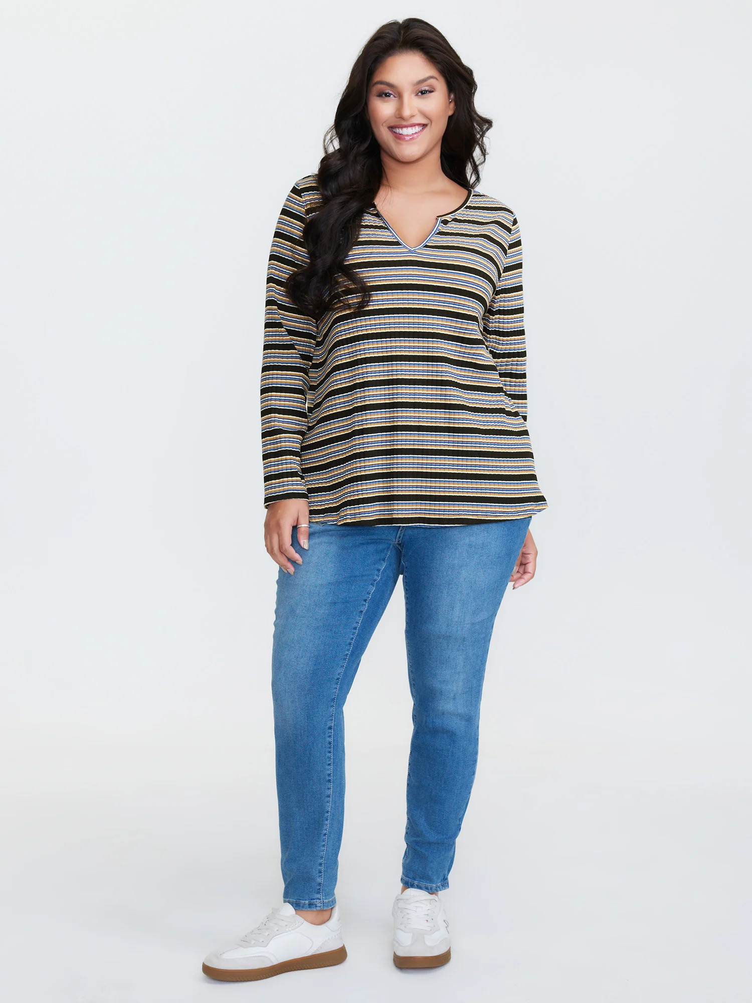 Monochrome Stripe Embroidery T-Shirt - Image 3