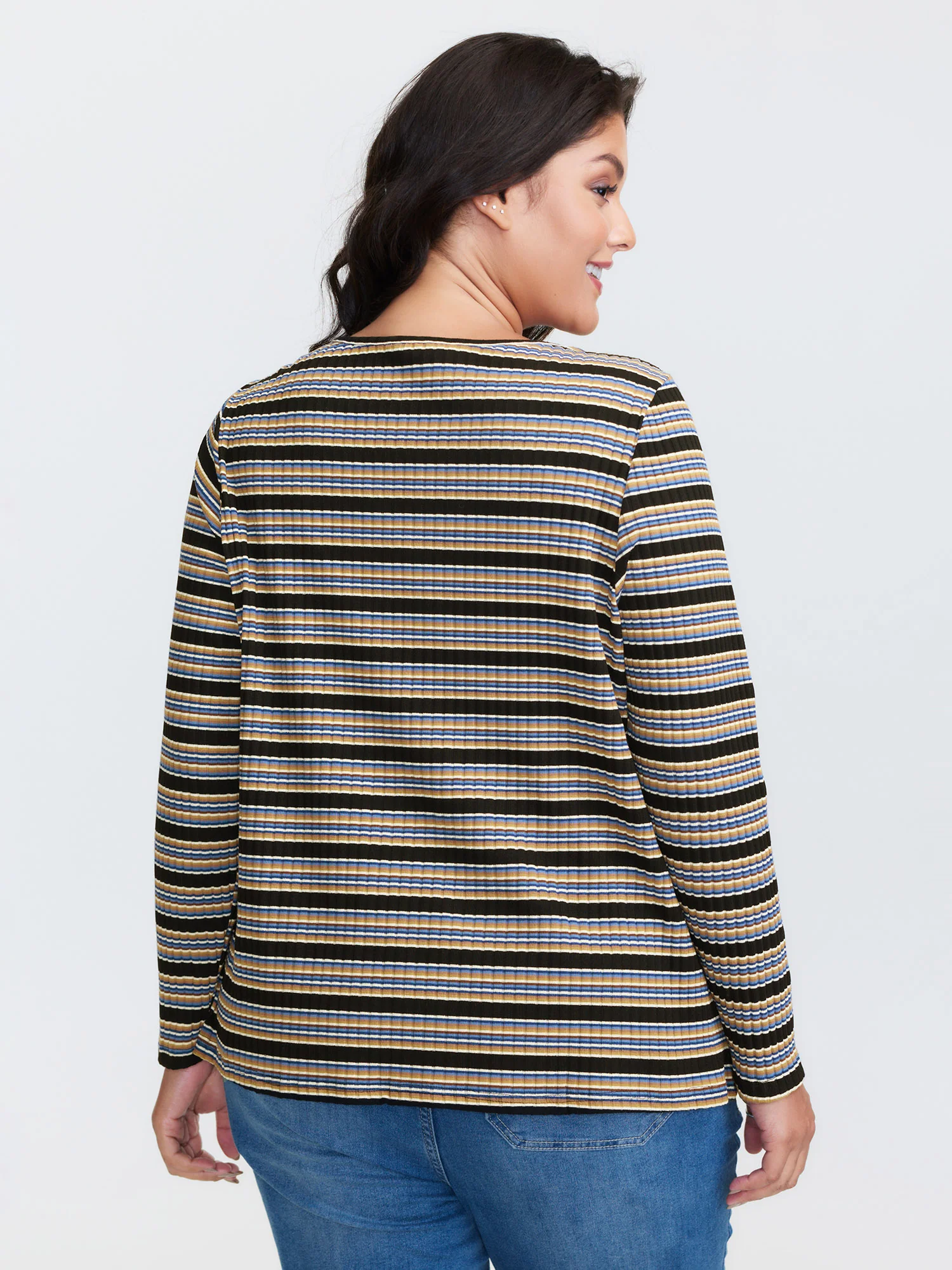 Monochrome Stripe Embroidery T-Shirt - Image 4