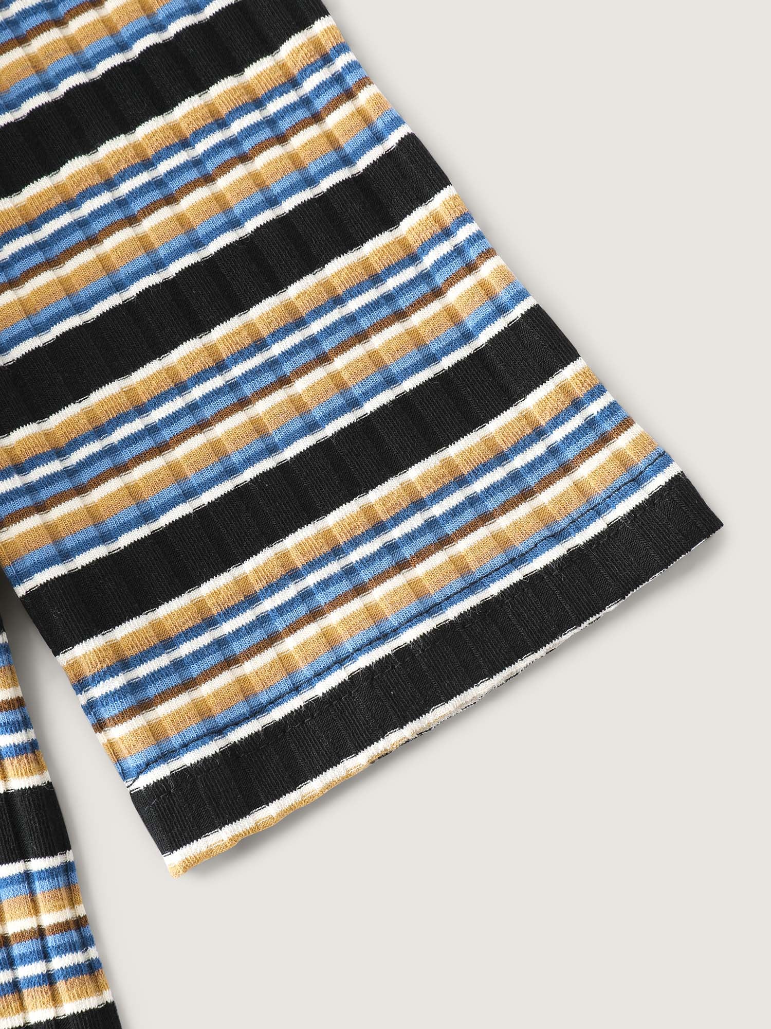 Monochrome Stripe Embroidery T-Shirt - Image 6