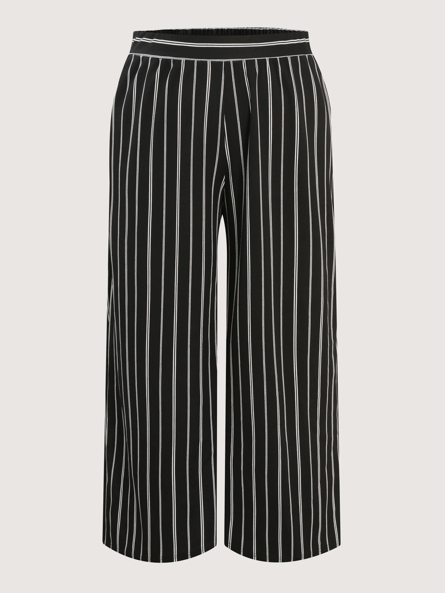 Monochrome Stripe Print Wide-Leg Pants - Image 6