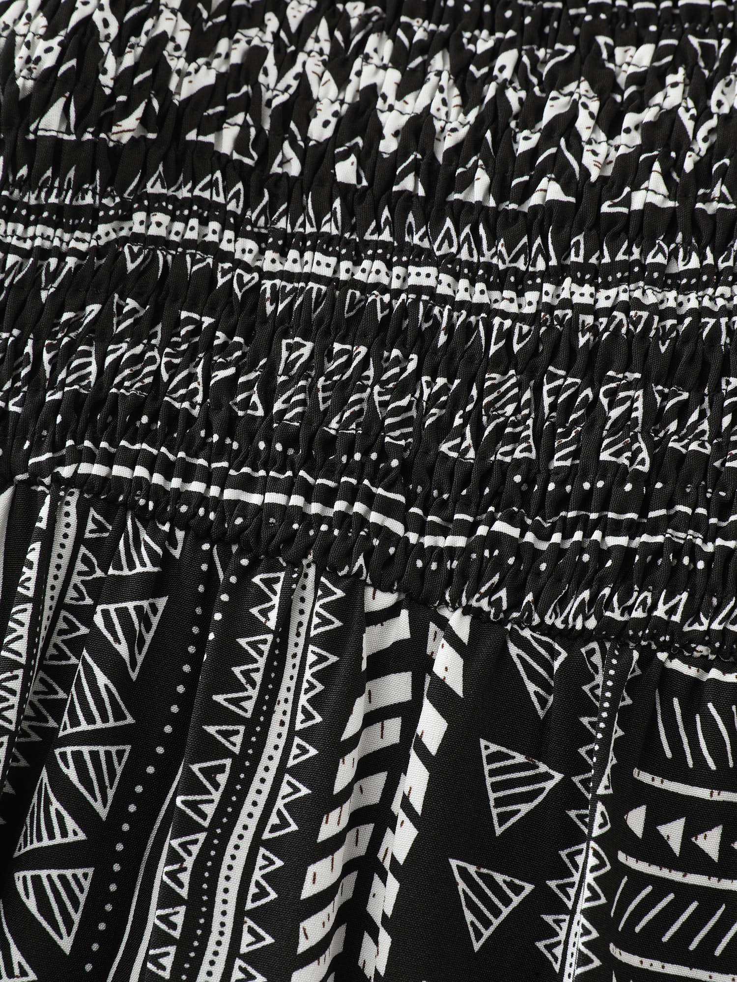 Monochrome Striped Shirred Wide-Straps Midi Dress - Image 7
