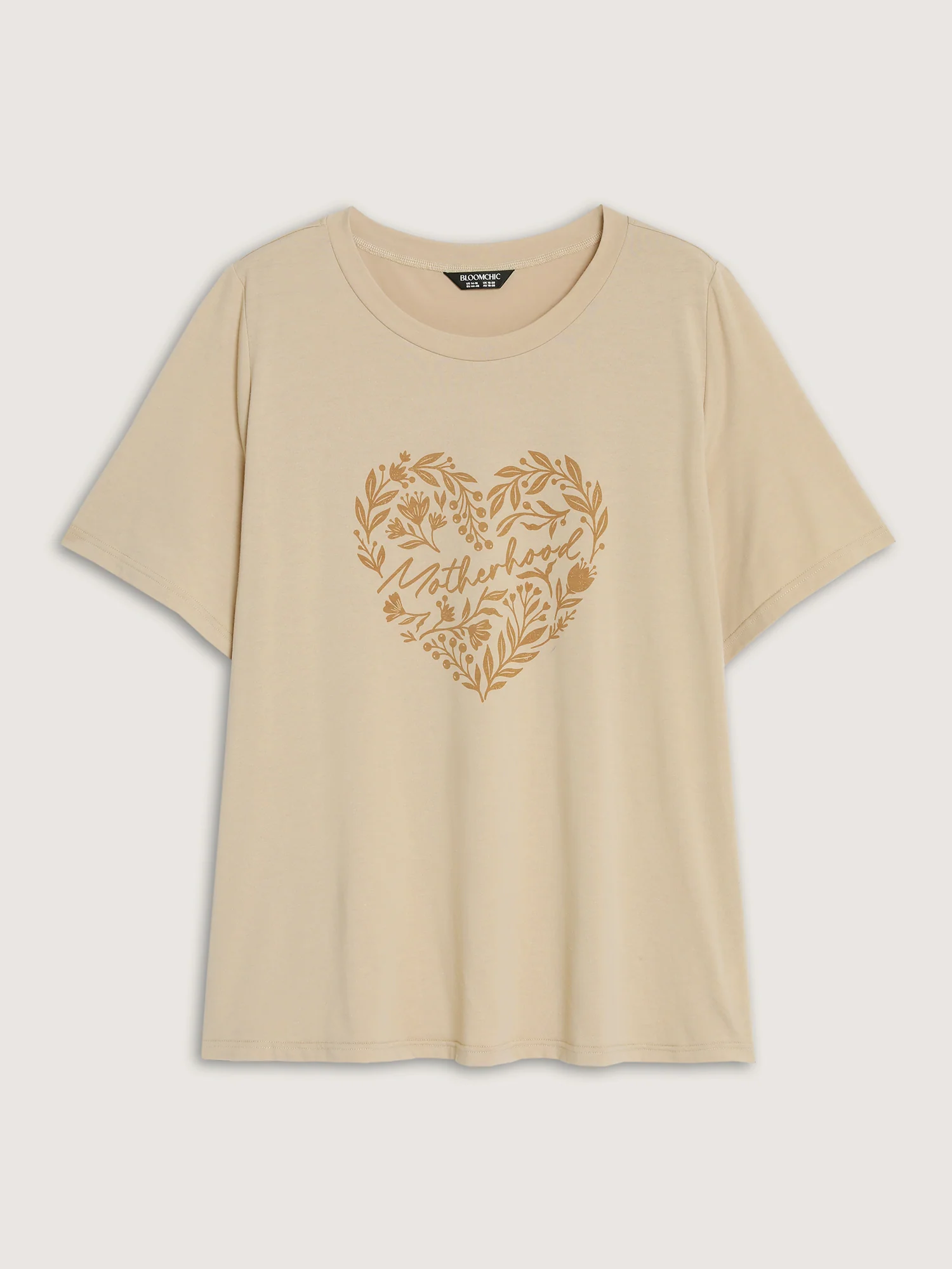 Motherhood Print Round Neck Plain T-Shirt - Image 6