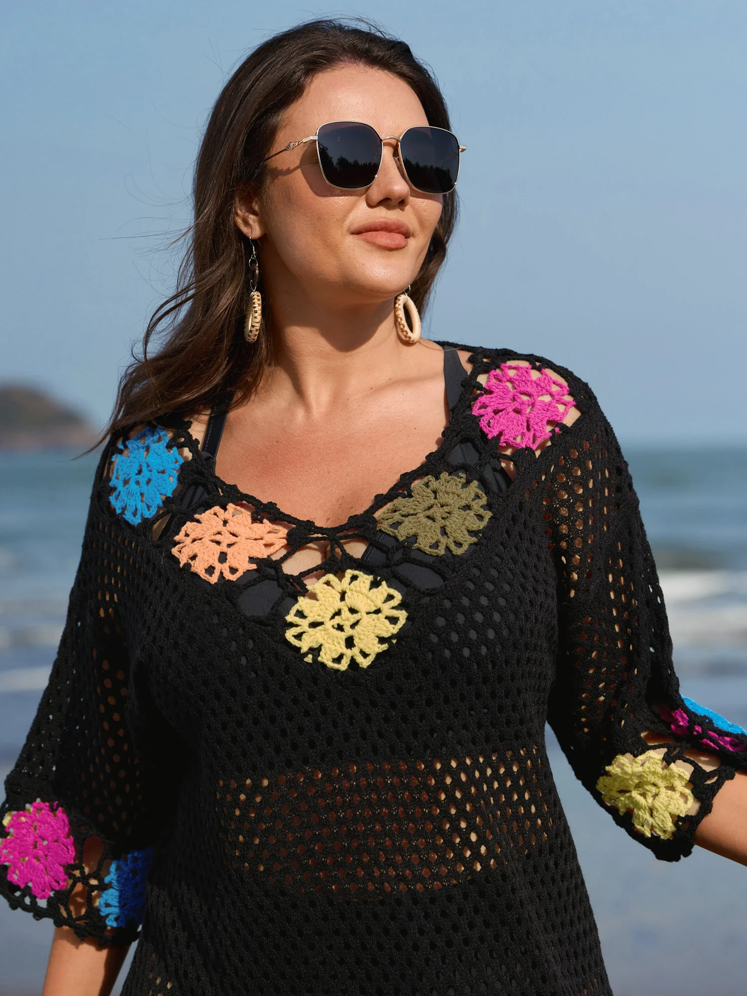 Multi-Color Crocheted Fringe Swim Cover-Up - Image 2