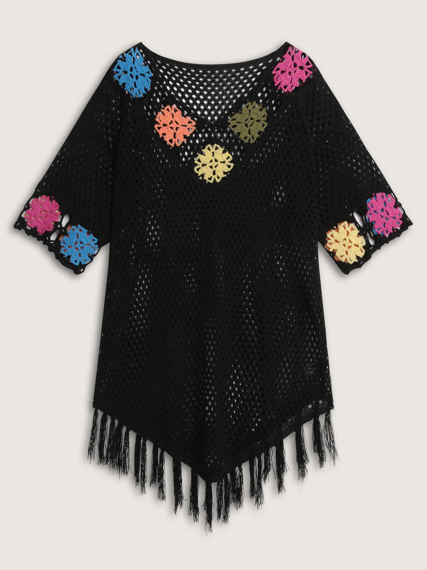 Multi-Color Crocheted Fringe Swim Cover-Up - Image 7