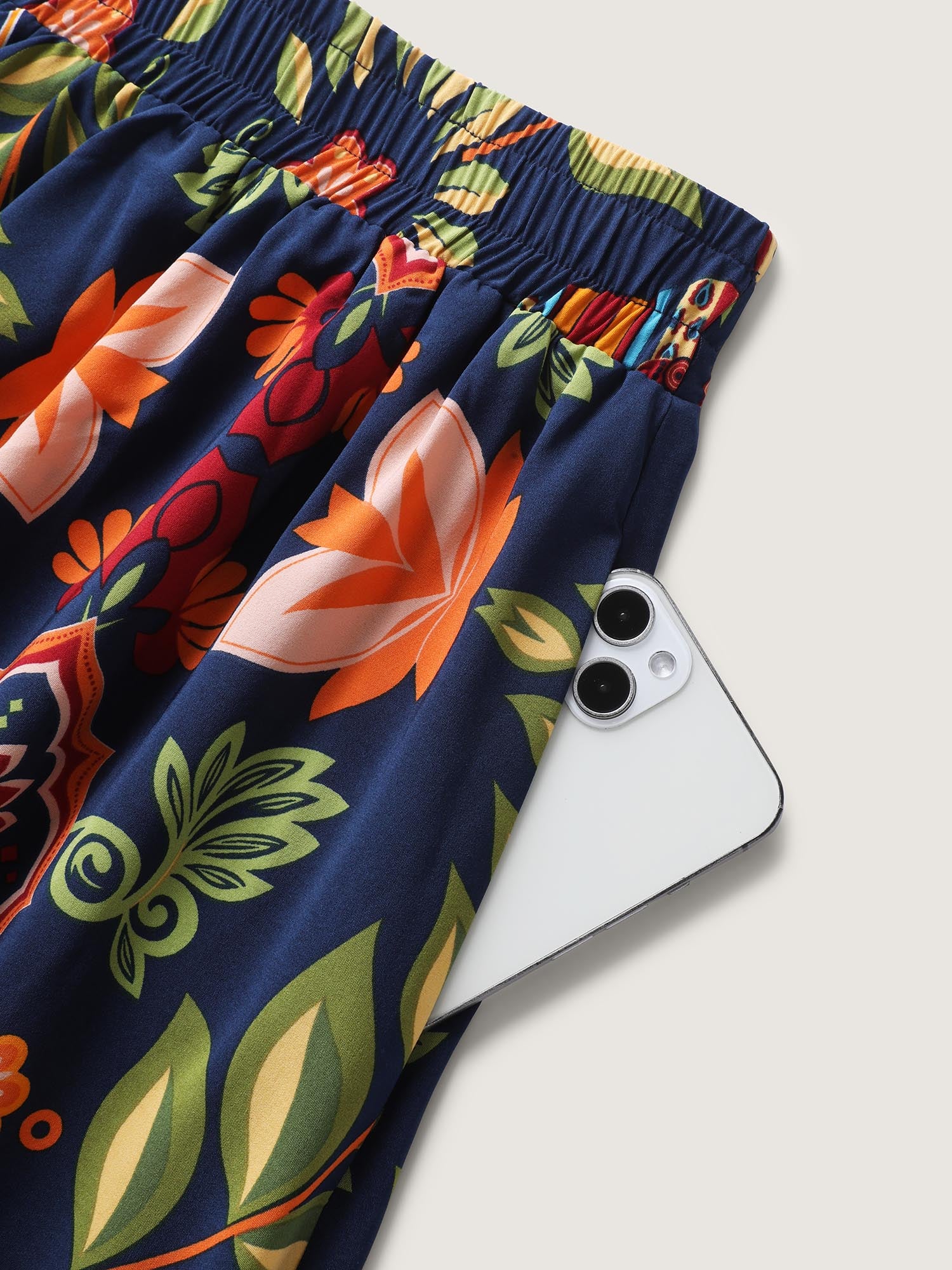Multi-Color Floral Pockets Midi Skirt - Image 5