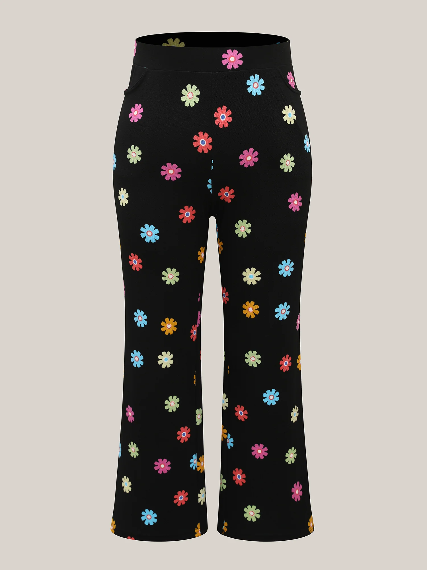 Multi-Color Floral Print Flared Pants - Image 7