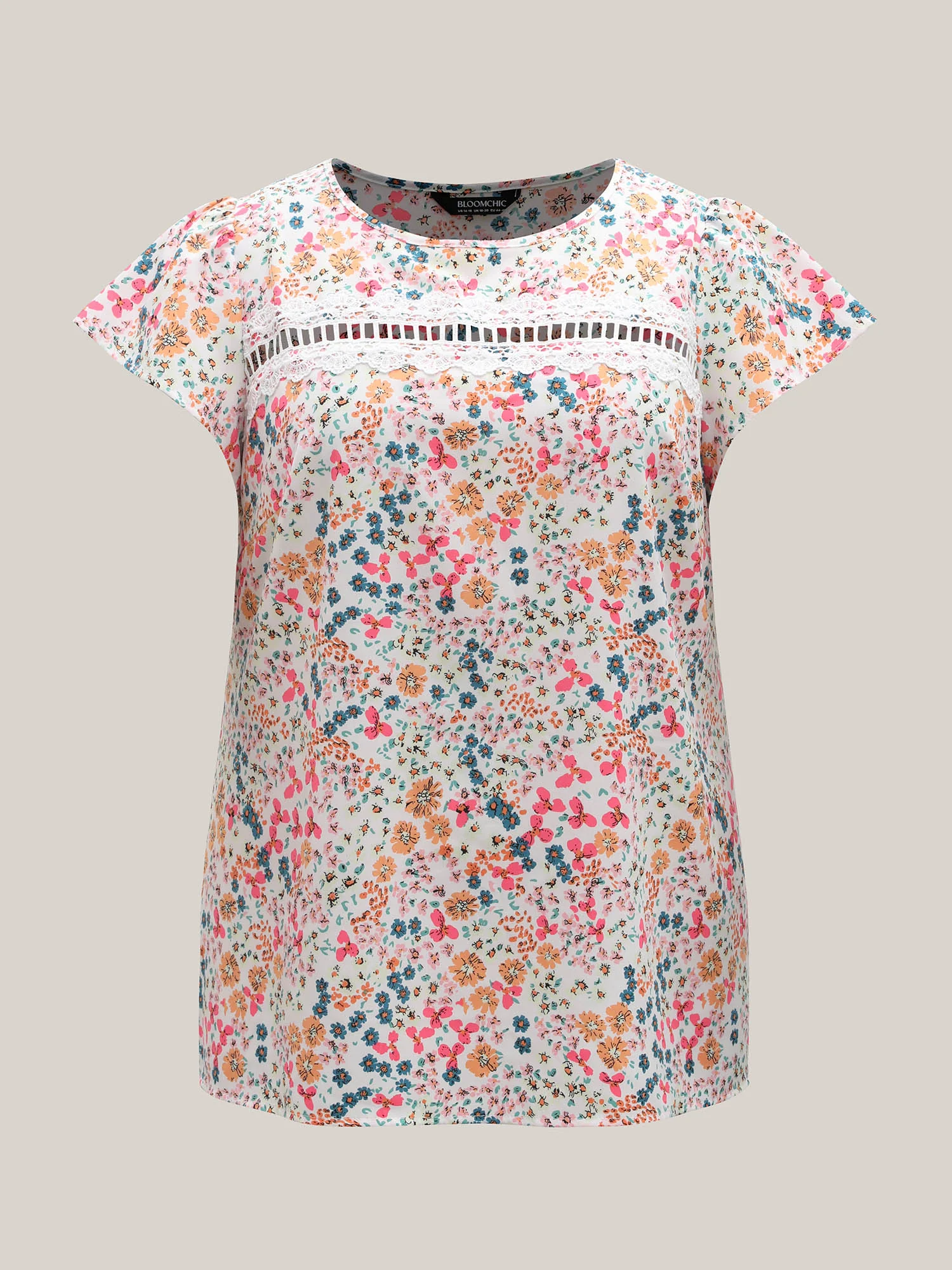 Multi-Color Floral Print Lace Spliced Blouse - Image 6