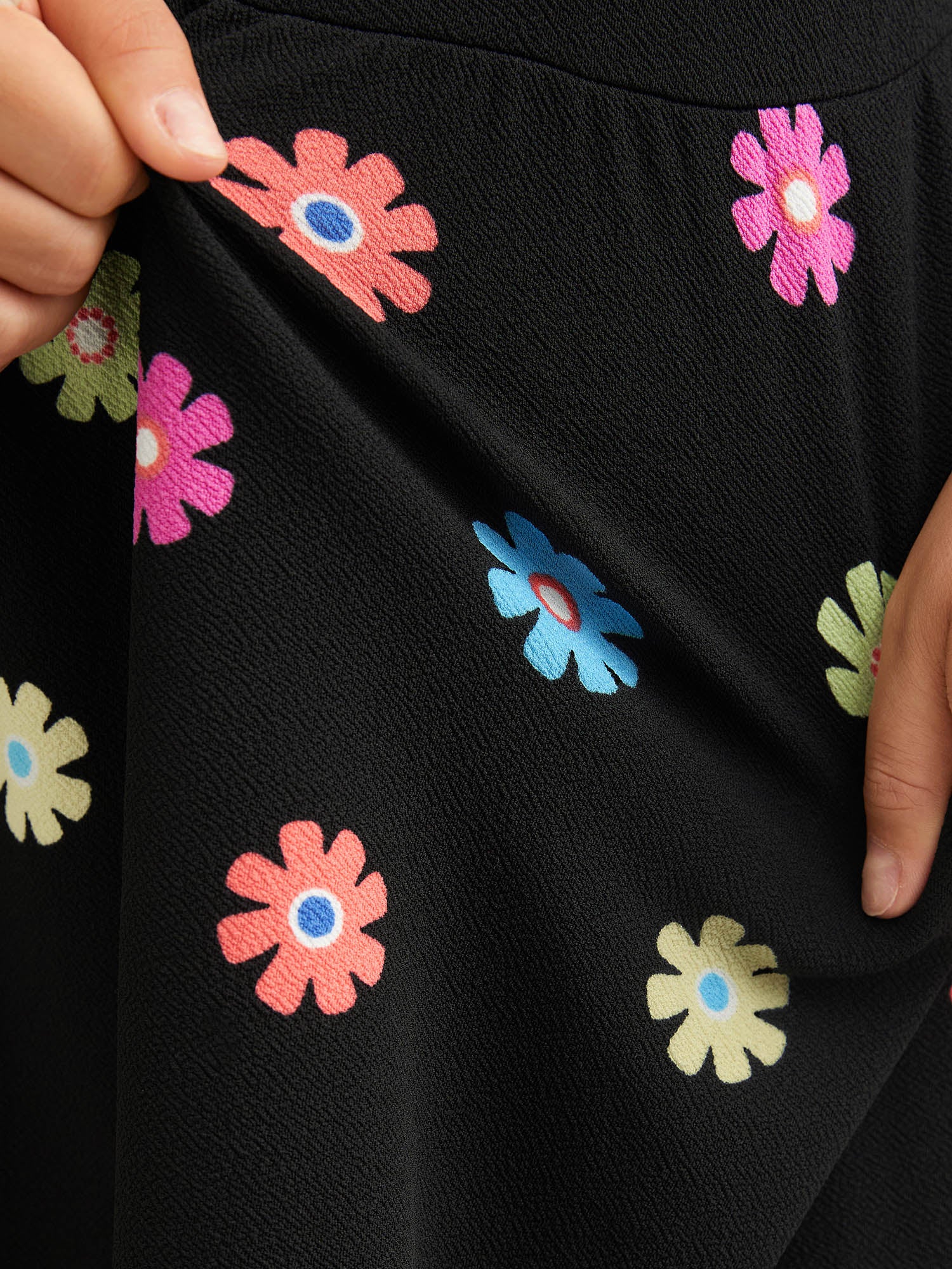 Multi-Color Floral Textured Stretchy Knit Top - Image 2