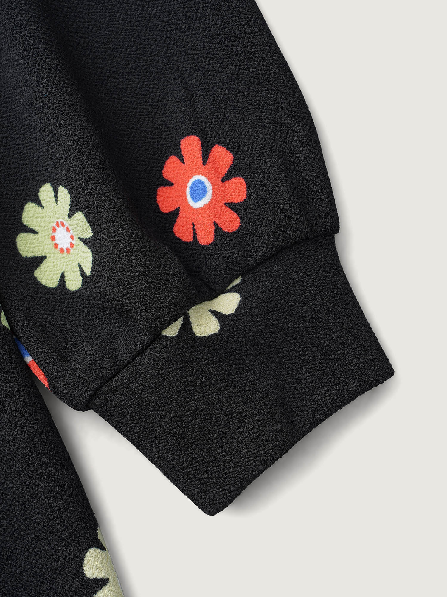 Multi-Color Floral Textured Stretchy Knit Top - Image 6