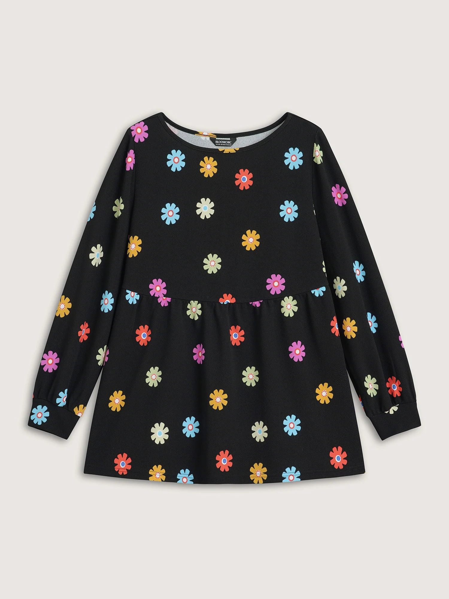 Multi-Color Floral Textured Stretchy Knit Top - Image 8