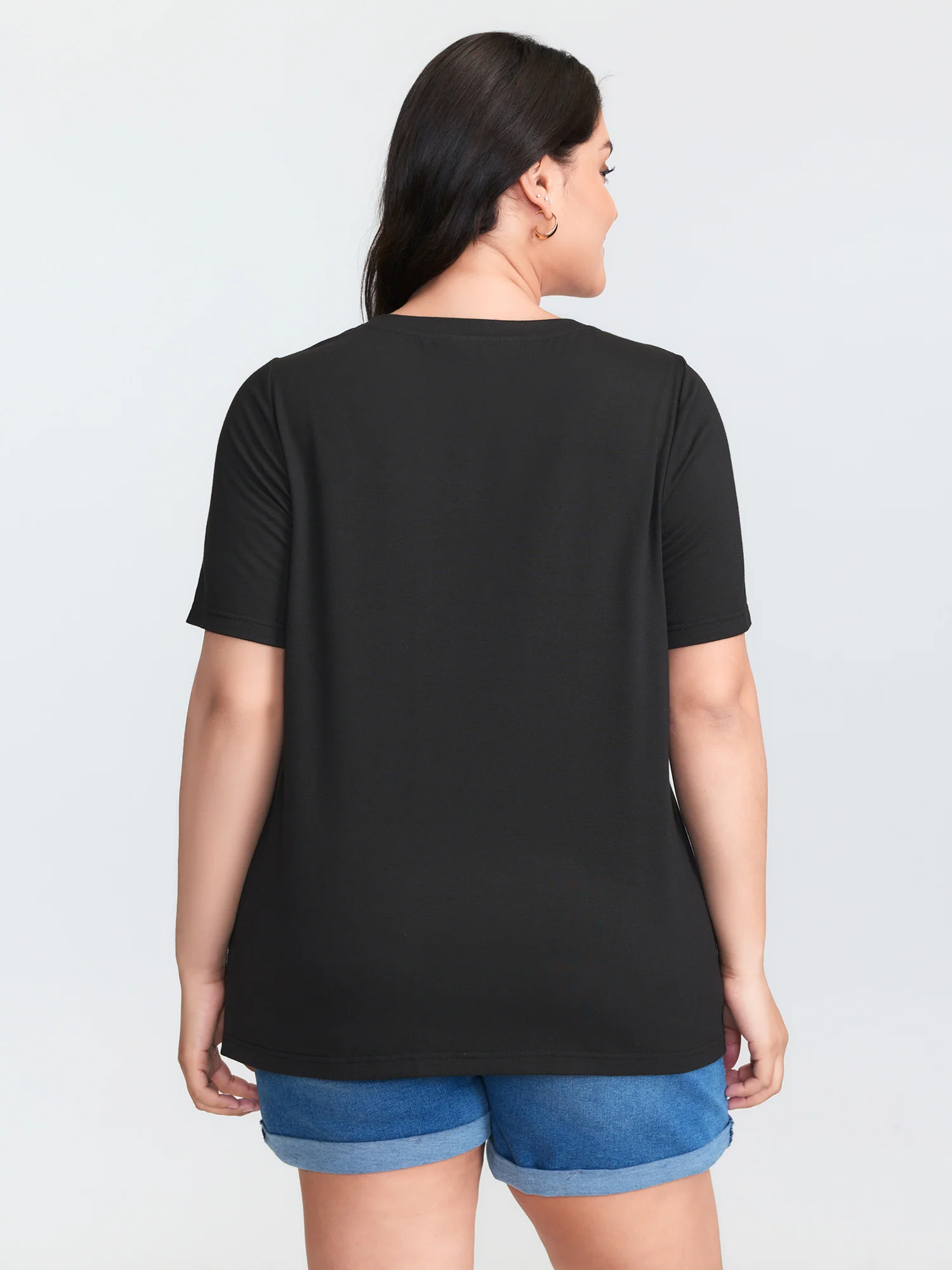 Multi-Color Heart Stretchy Round Neck T-Shirt - Image 5