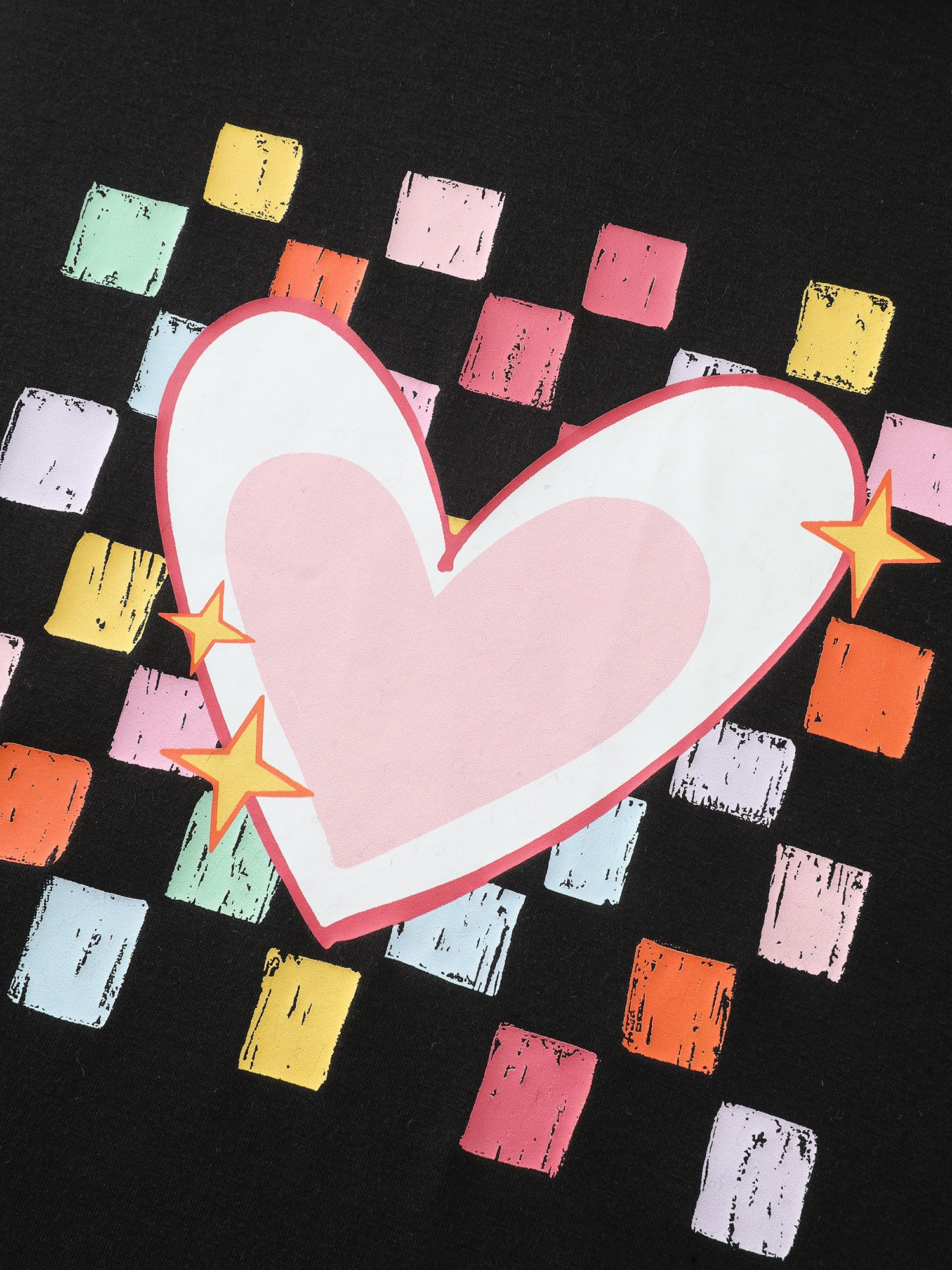 Multi-Color Heart Stretchy Round Neck T-Shirt - Image 6