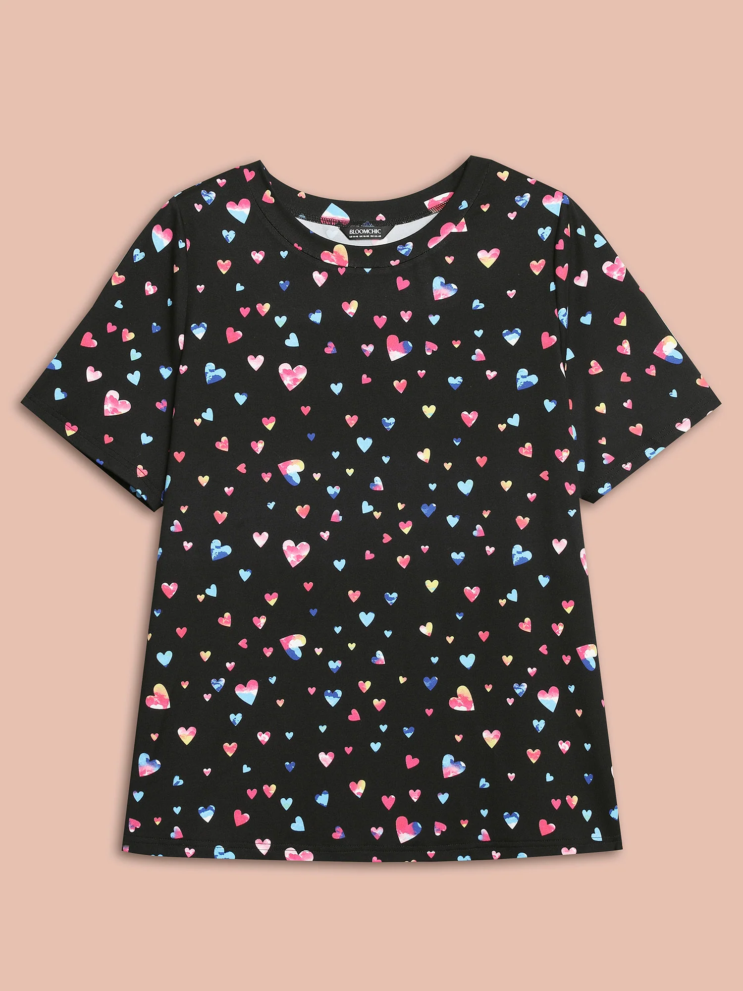 Multi-Color Hearts Printed Stretchy T-Shirt - Image 7