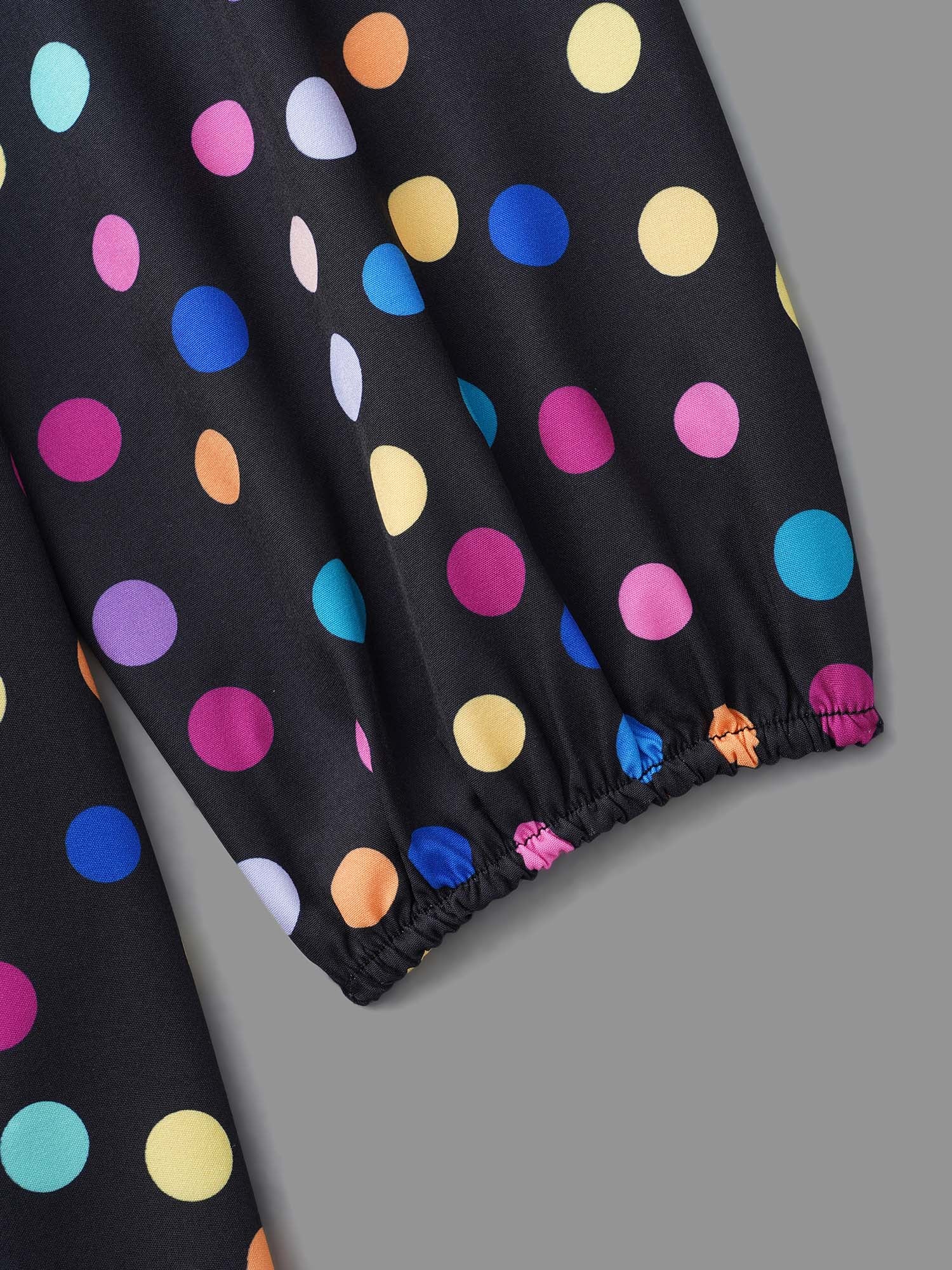 Multi-Color Polka Dot Stretchy-Waist Dress - Image 5