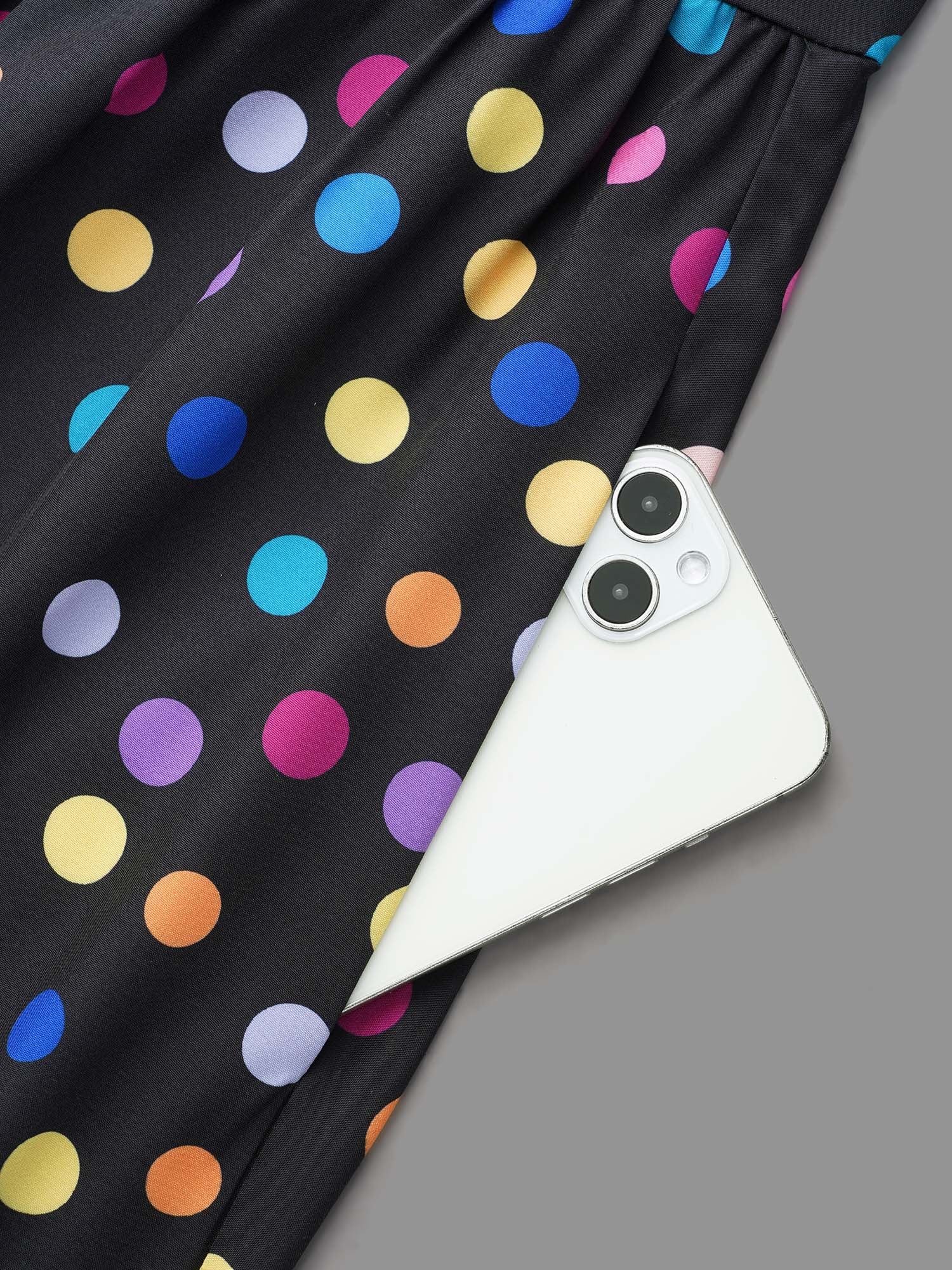 Multi-Color Polka Dot Stretchy-Waist Dress - Image 6