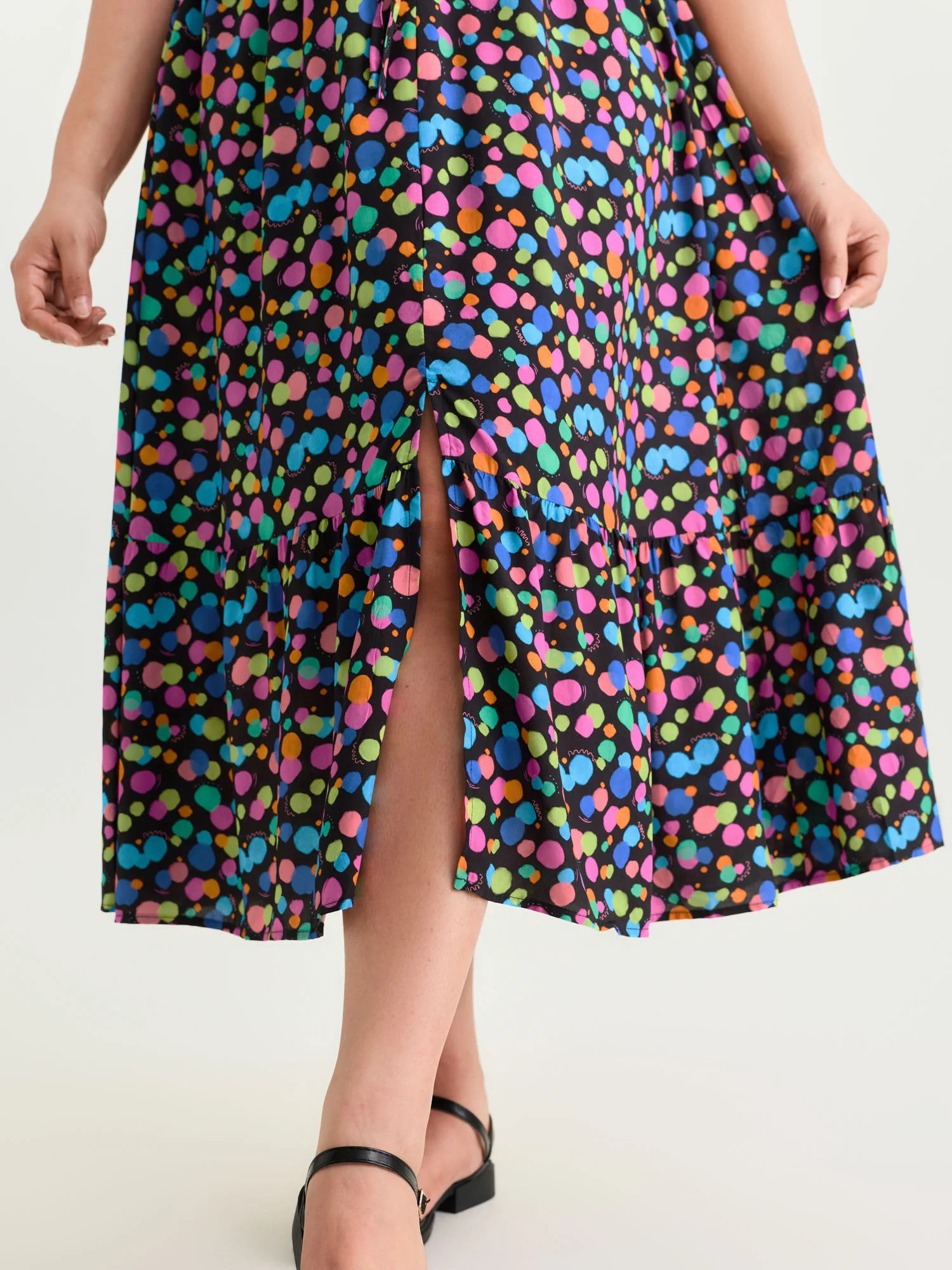 Multi-Color Polka Dots Print Midi Dress - Image 3
