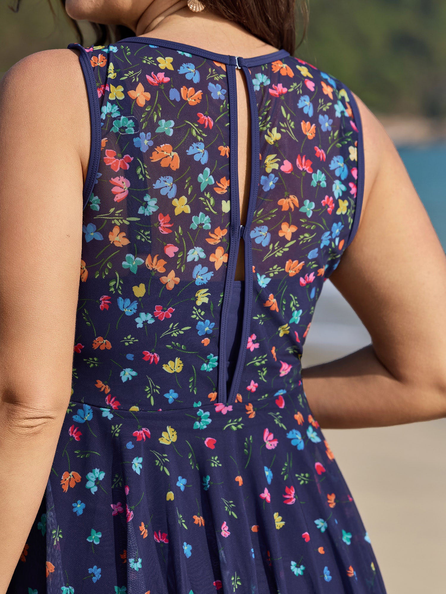 Multi-Color Print Sheer Swim Dress - Image 5