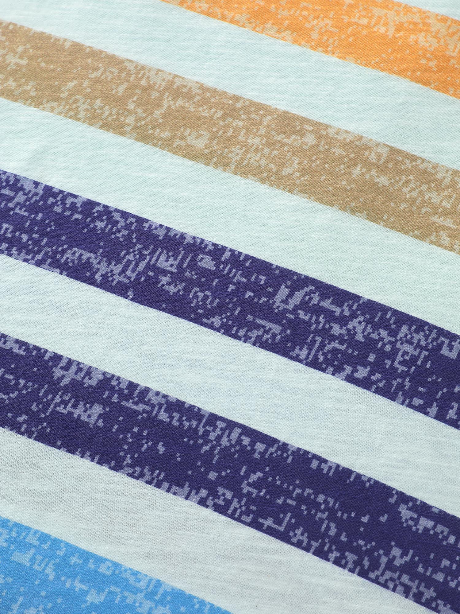 Multi-Color Stripe Print Round Neck T-Shirt - Image 6