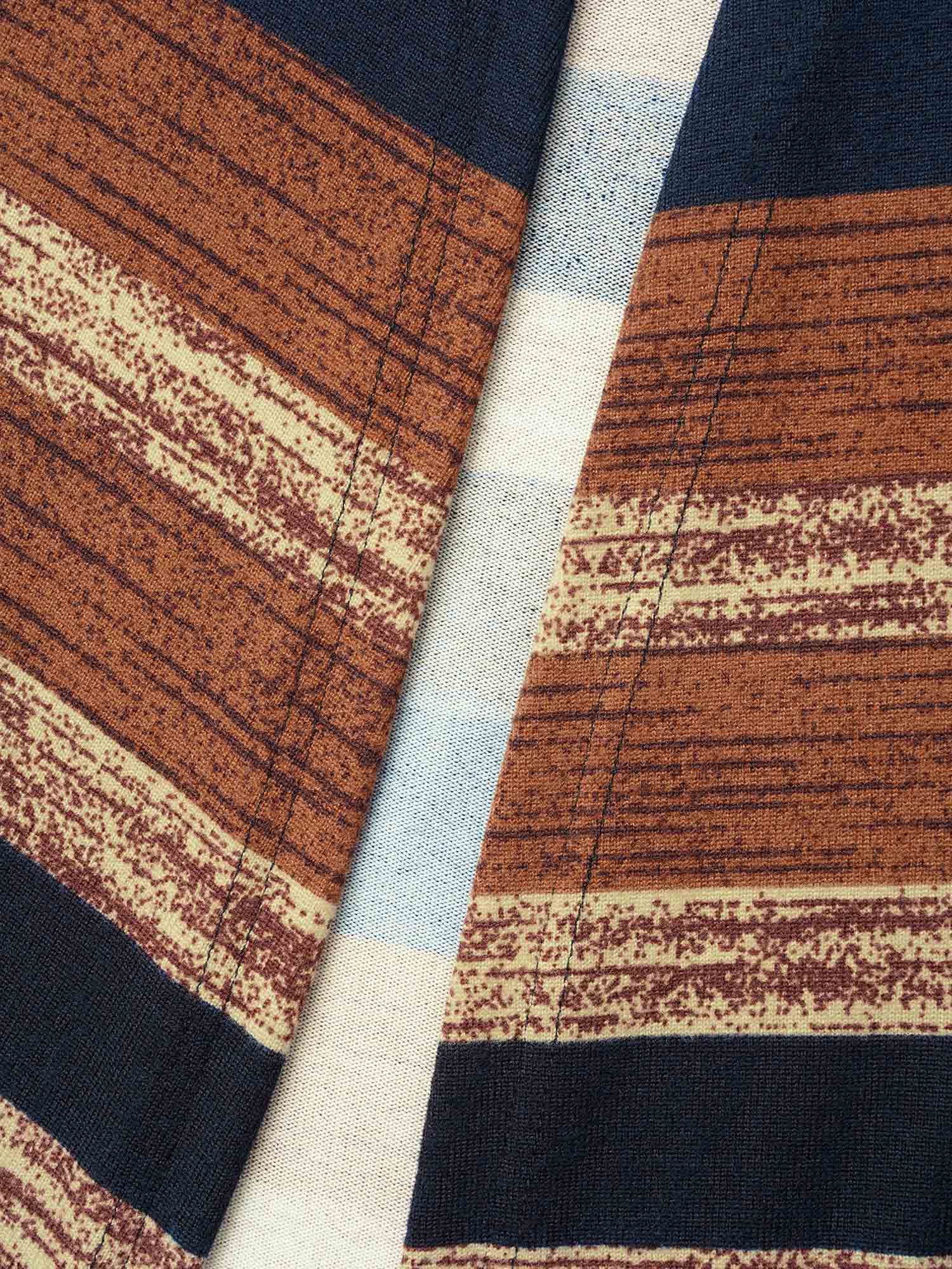Multi-Color Striped Open-Front Long Jacket - Image 7