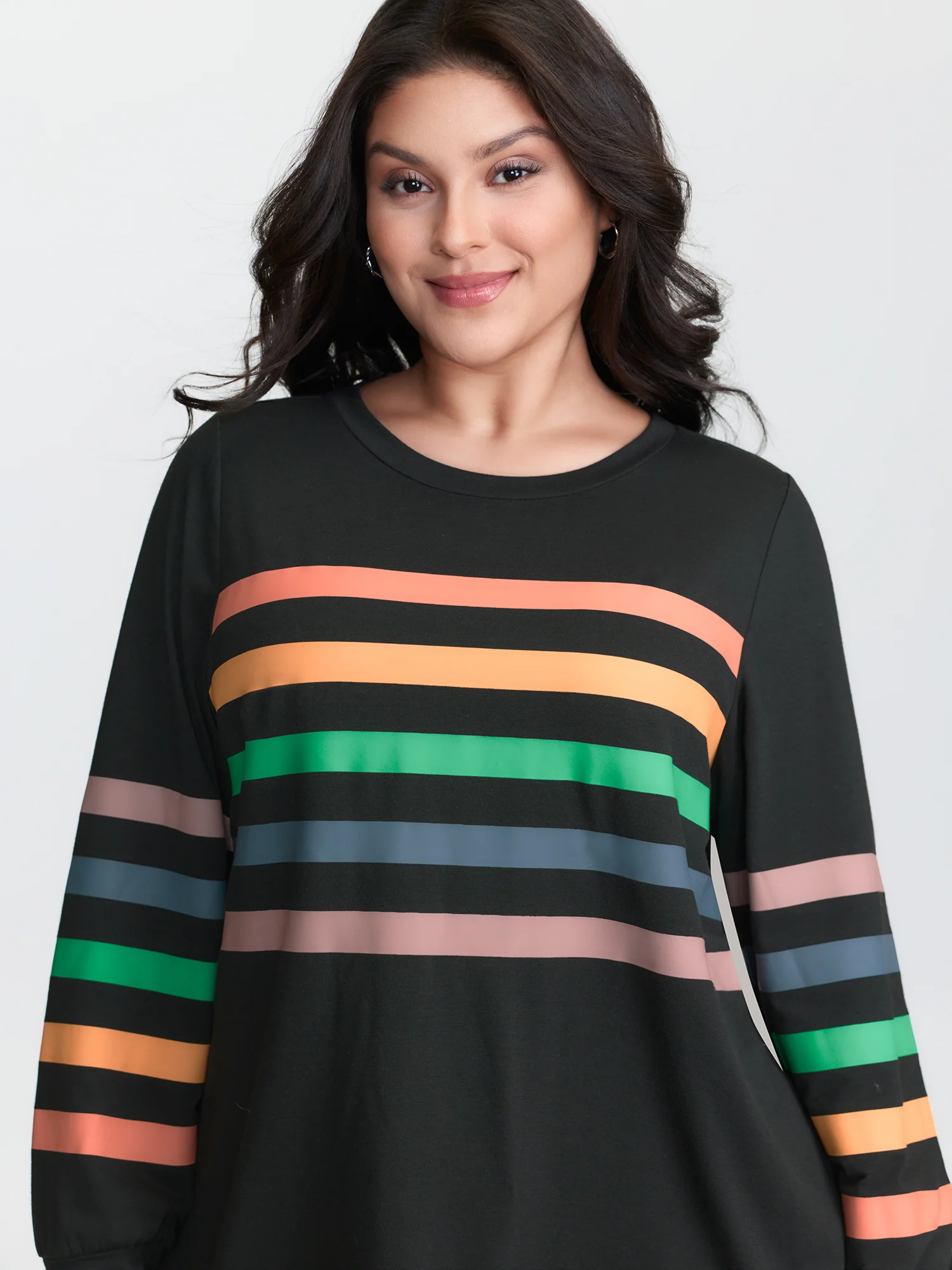 Multi-Color Striped Round Neck T-Shirt - Image 3