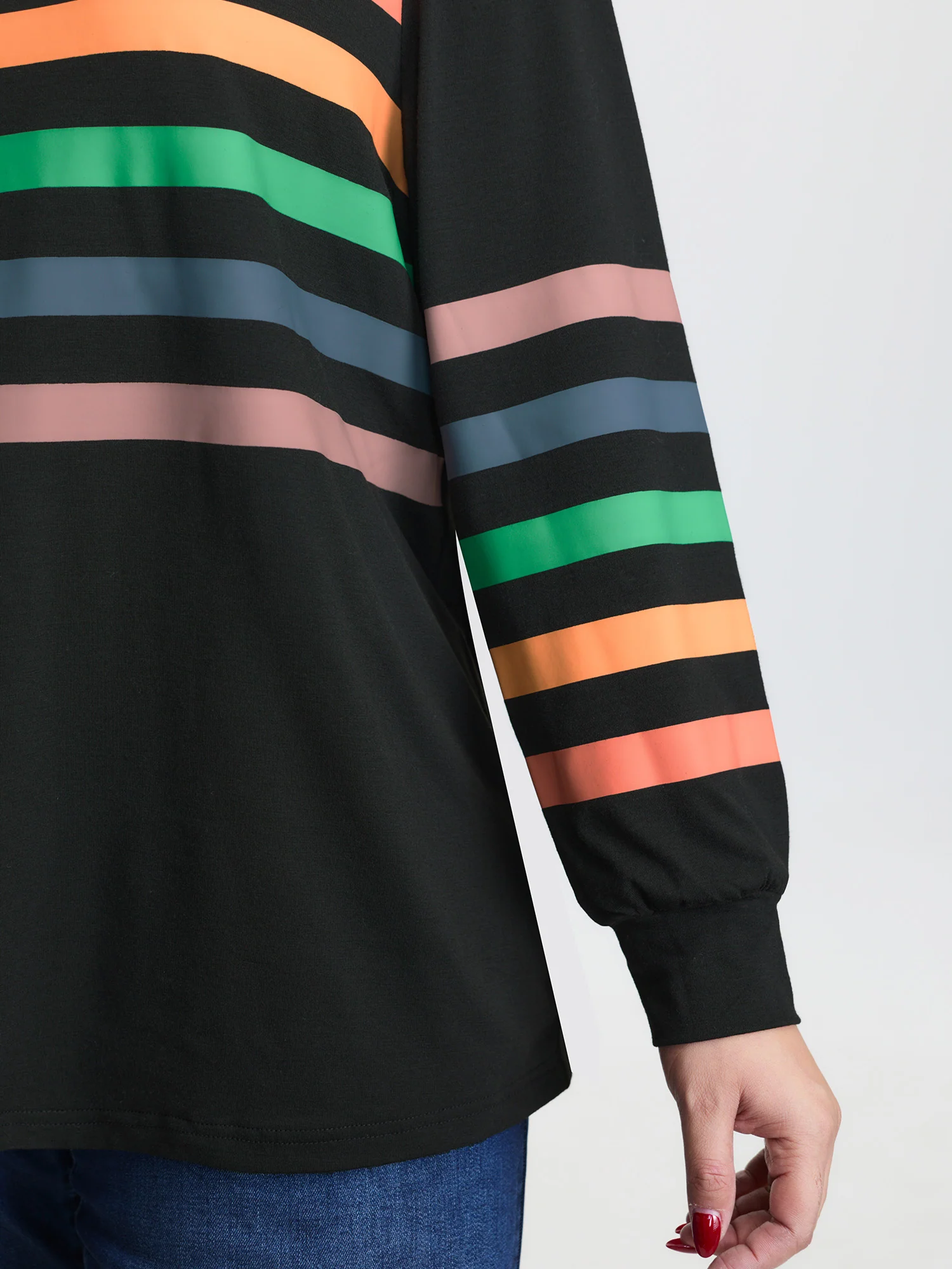 Multi-Color Striped Round Neck T-Shirt - Image 4