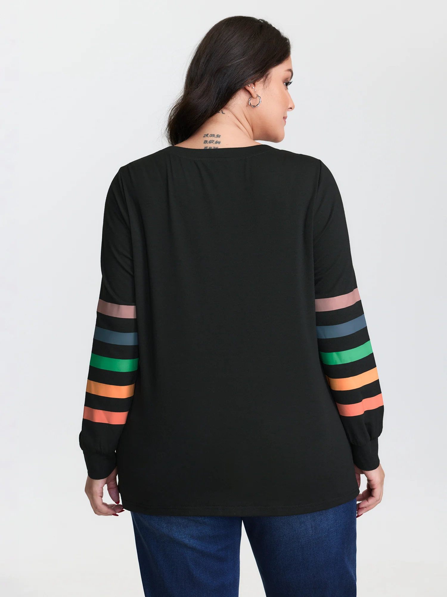 Multi-Color Striped Round Neck T-Shirt - Image 5