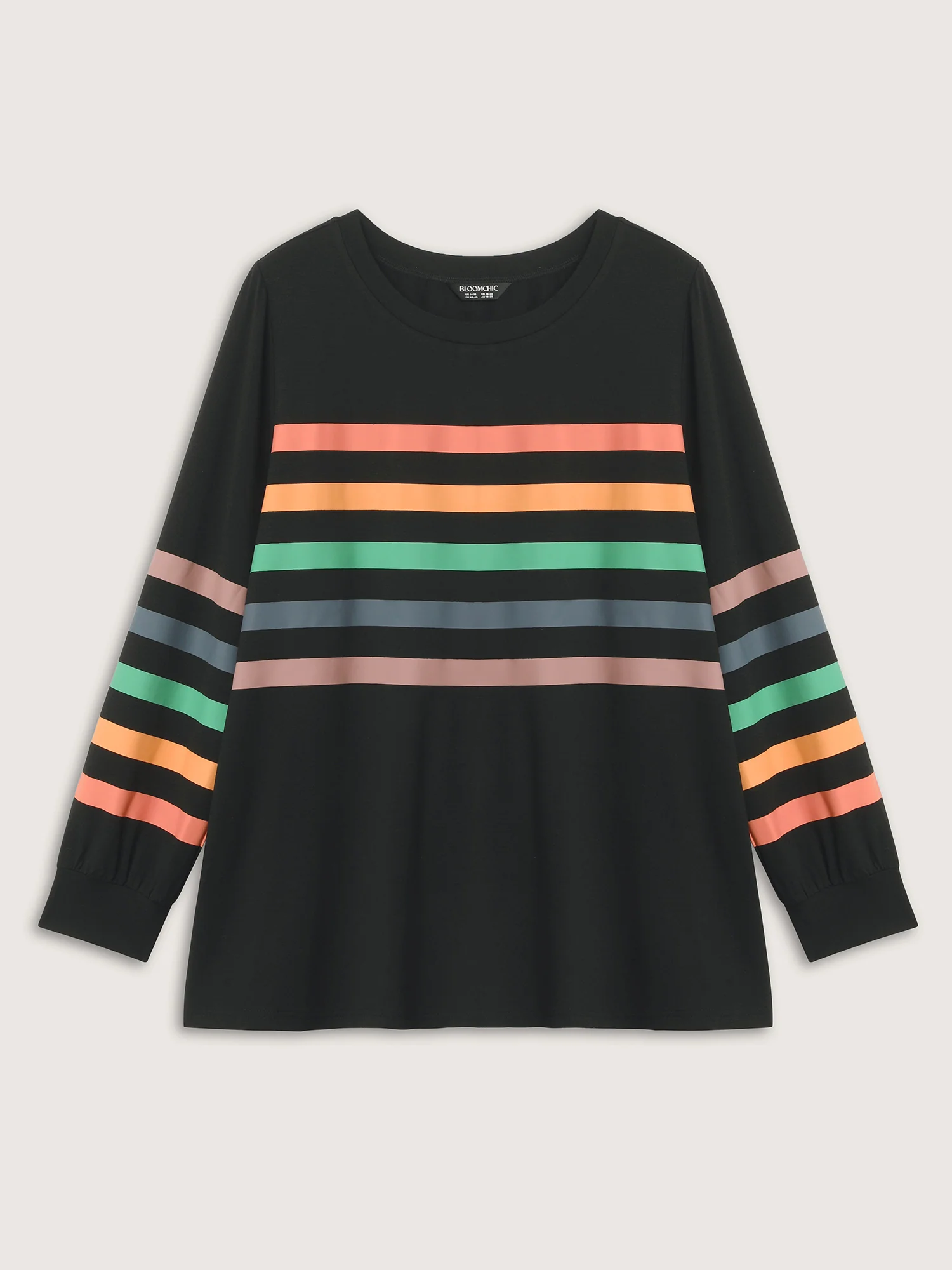 Multi-Color Striped Round Neck T-Shirt - Image 8