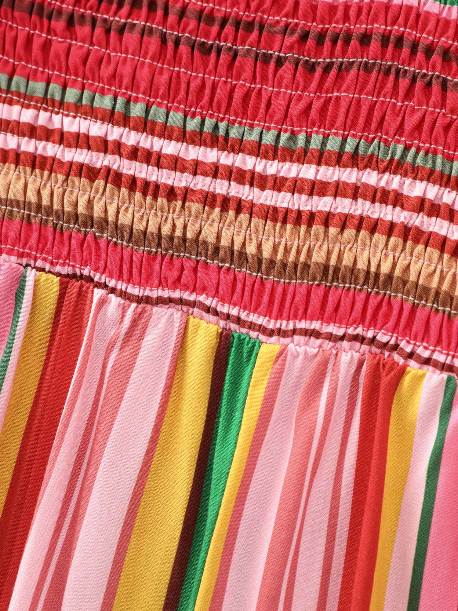 Multi-Color Striped Shirred Cami Maxi Dress - Image 5