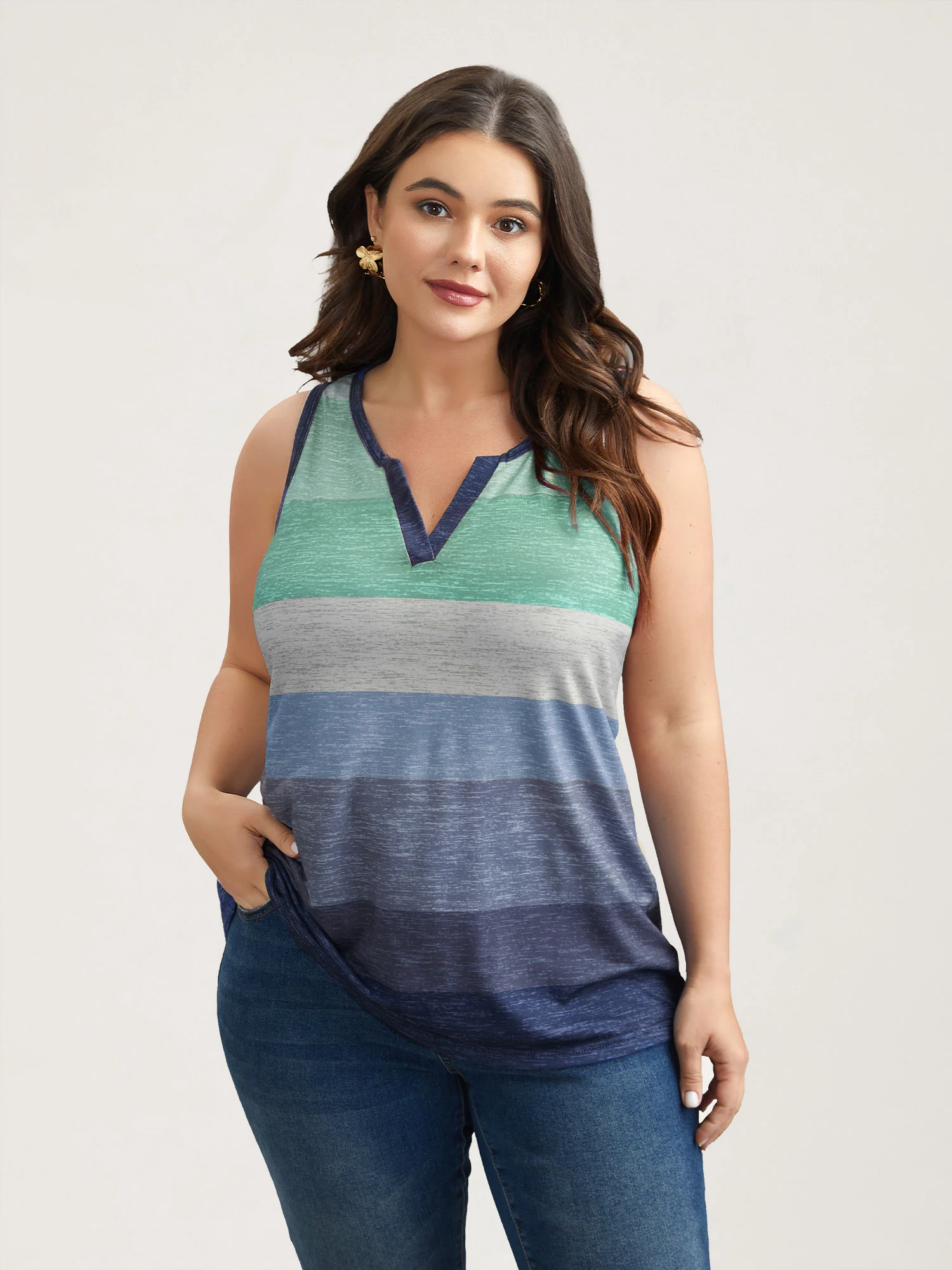 Multi-Color Stripes Off-Sleeves Vest - Image 10