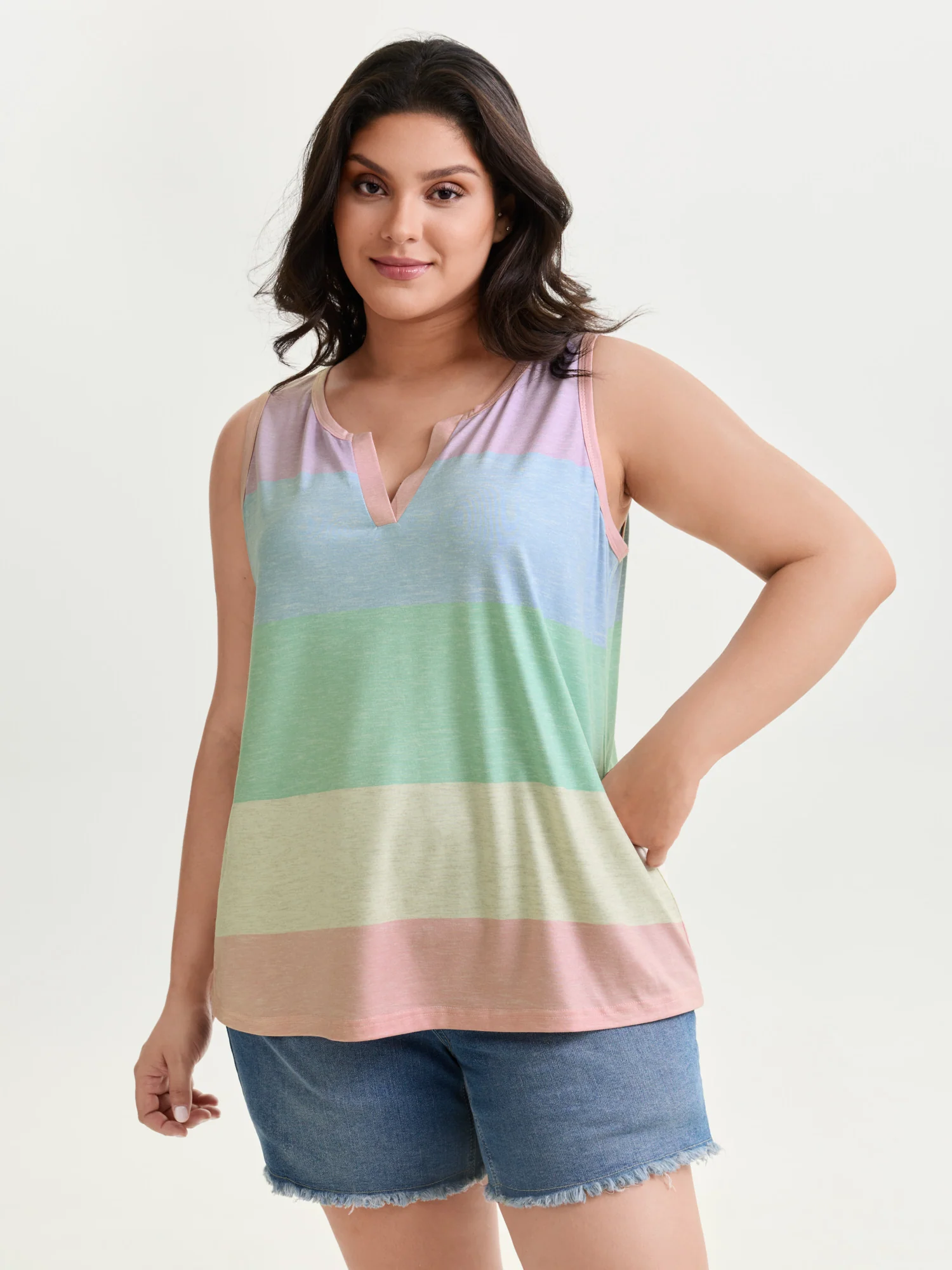 Multi-Color Stripes Off-Sleeves Vest - Image 12