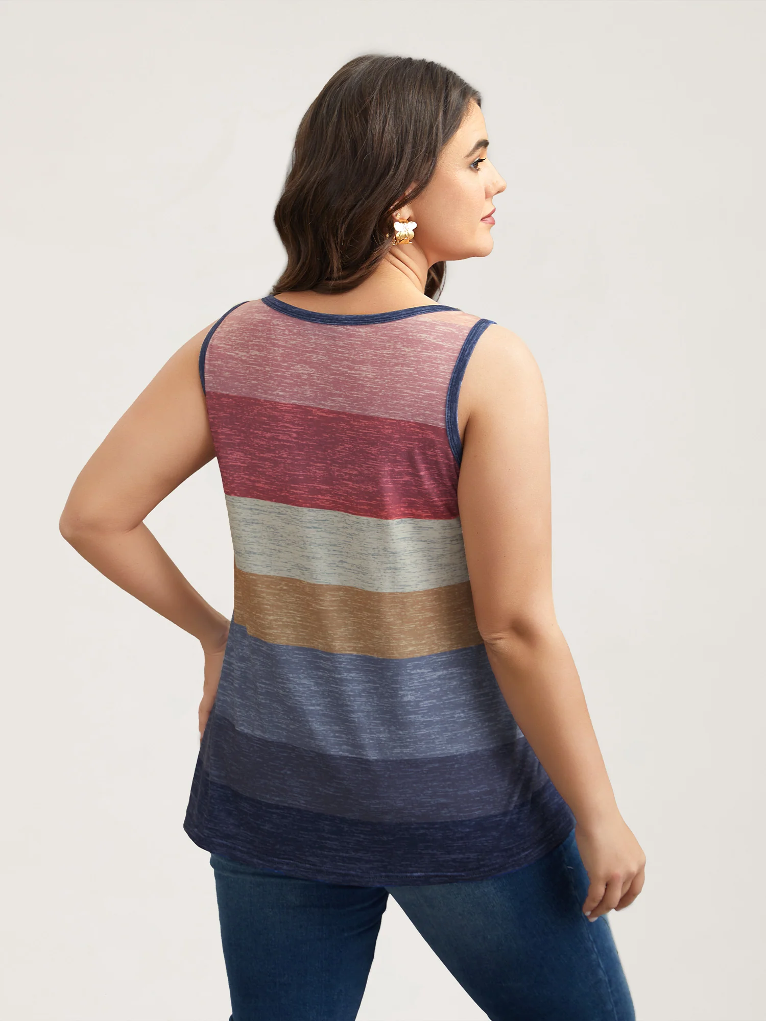 Multi-Color Stripes Off-Sleeves Vest - Image 4