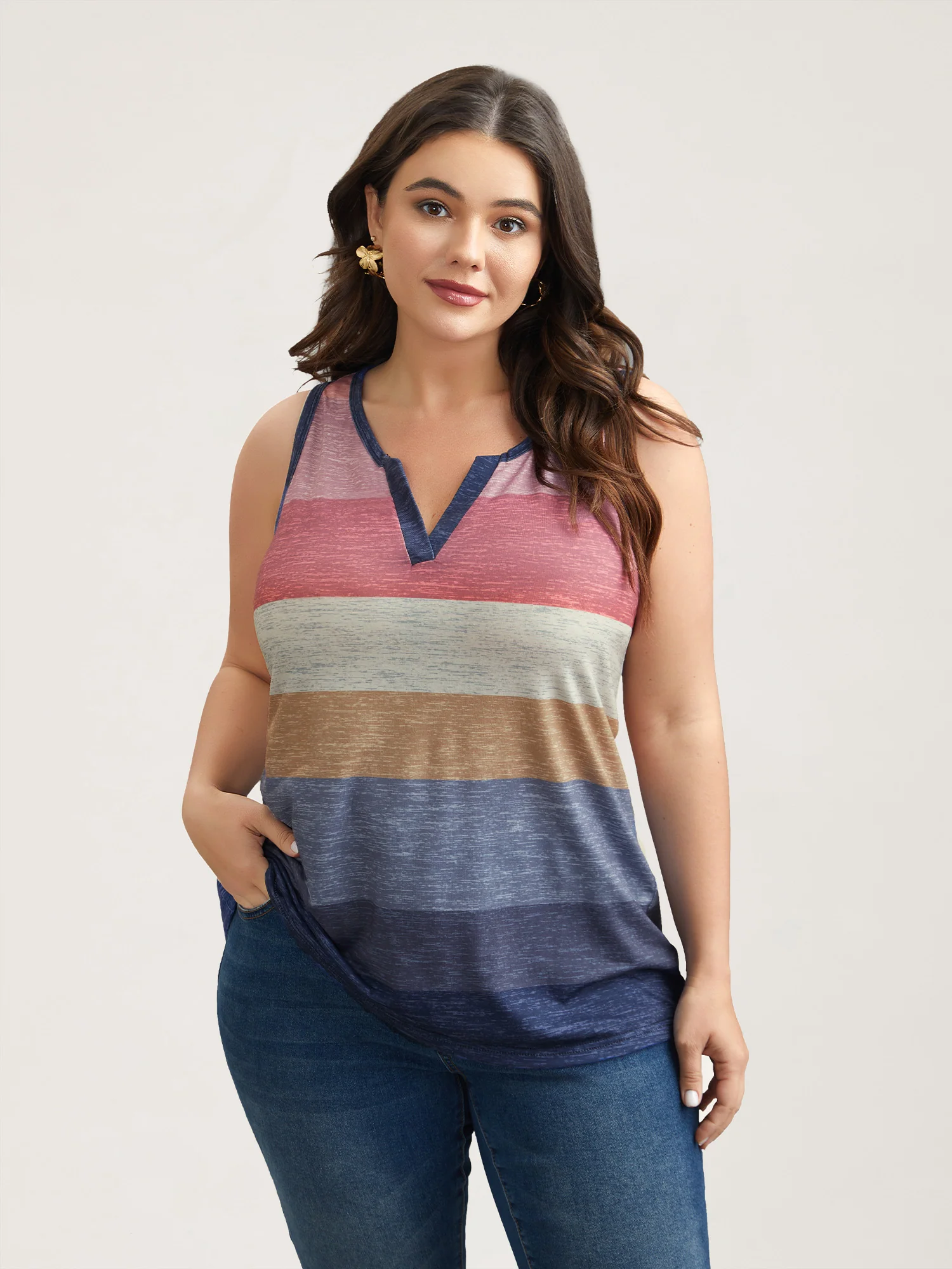Multi-Color Stripes Off-Sleeves Vest - Image 5