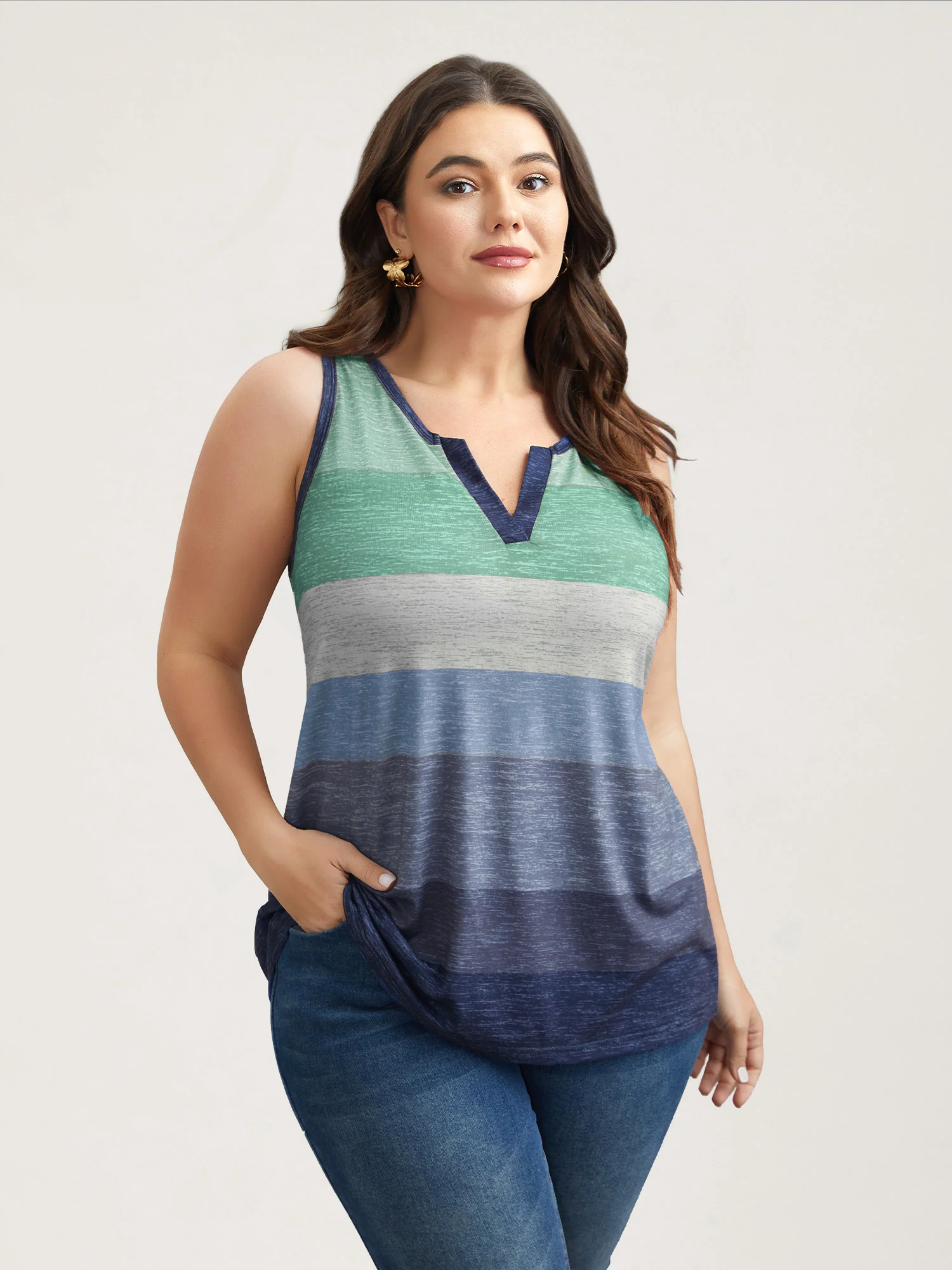 Multi-Color Stripes Off-Sleeves Vest - Image 8