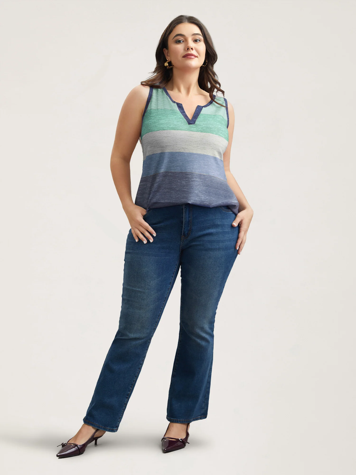 Multi-Color Stripes Off-Sleeves Vest - Image 9